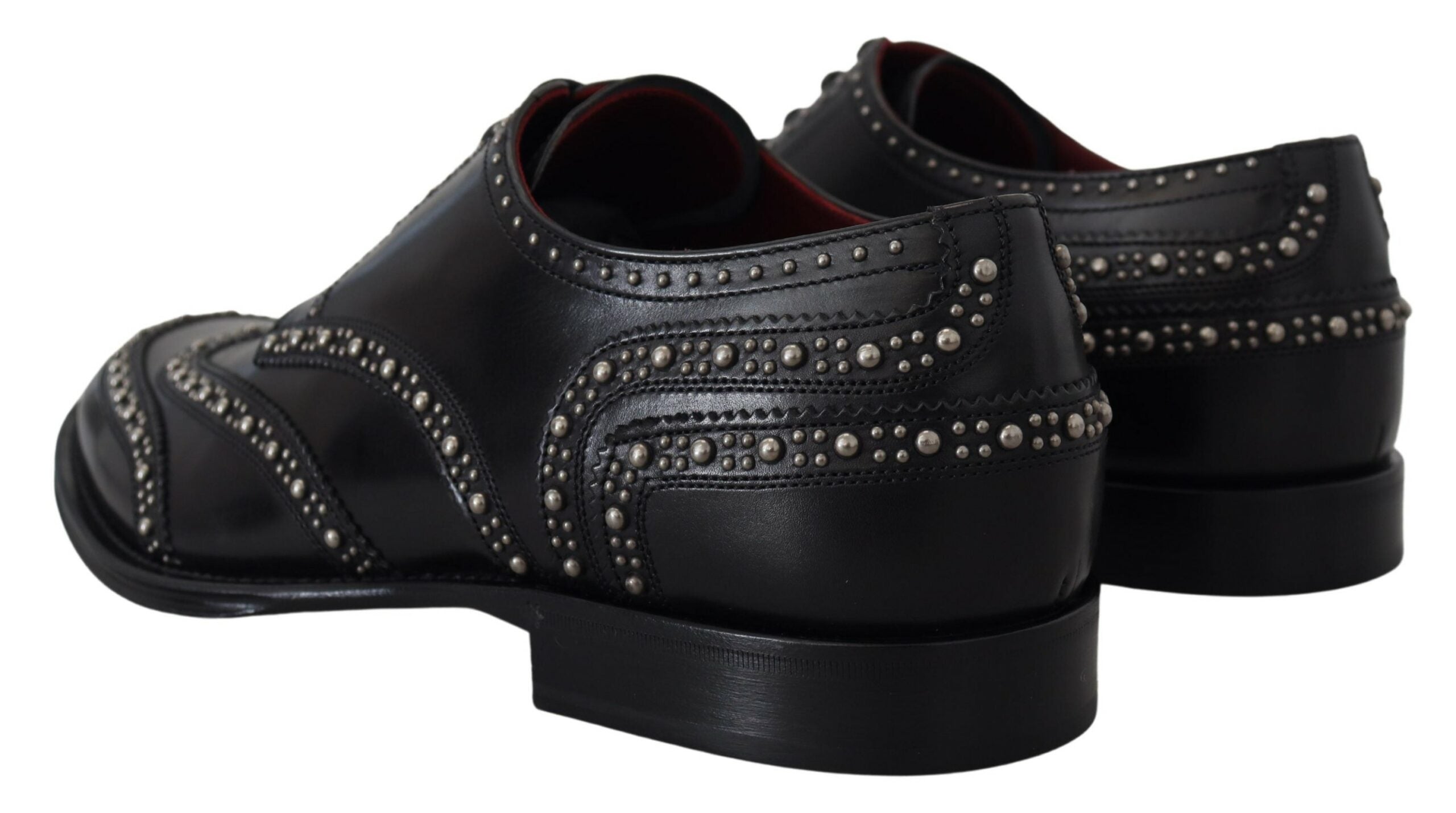 Zwarte leren derby-jurkschoenen met studs