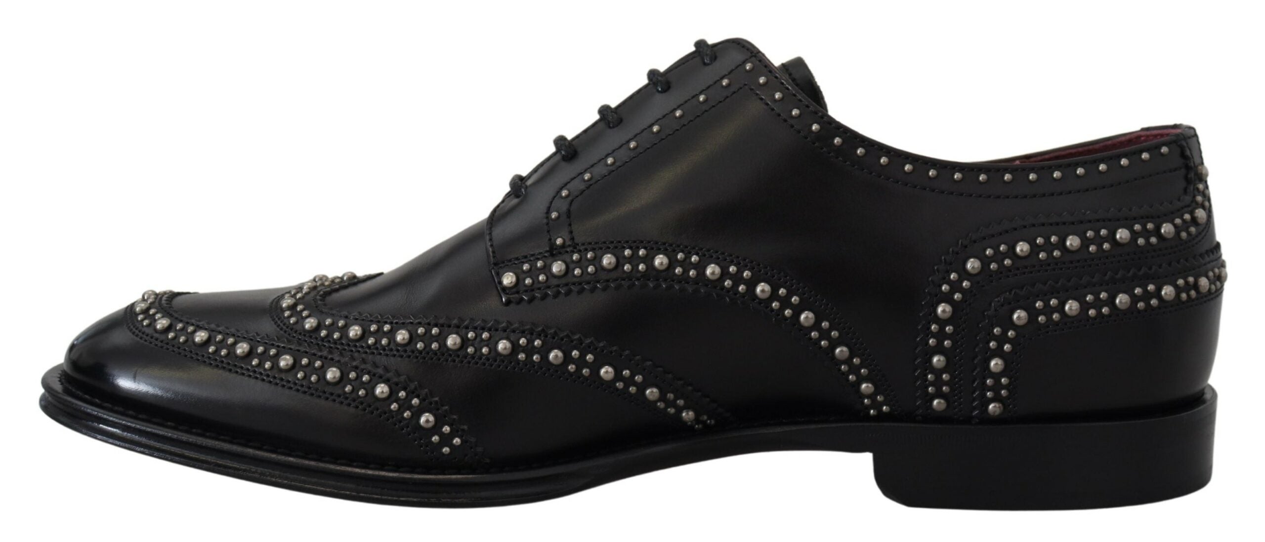 Zwarte leren derby-jurkschoenen met studs