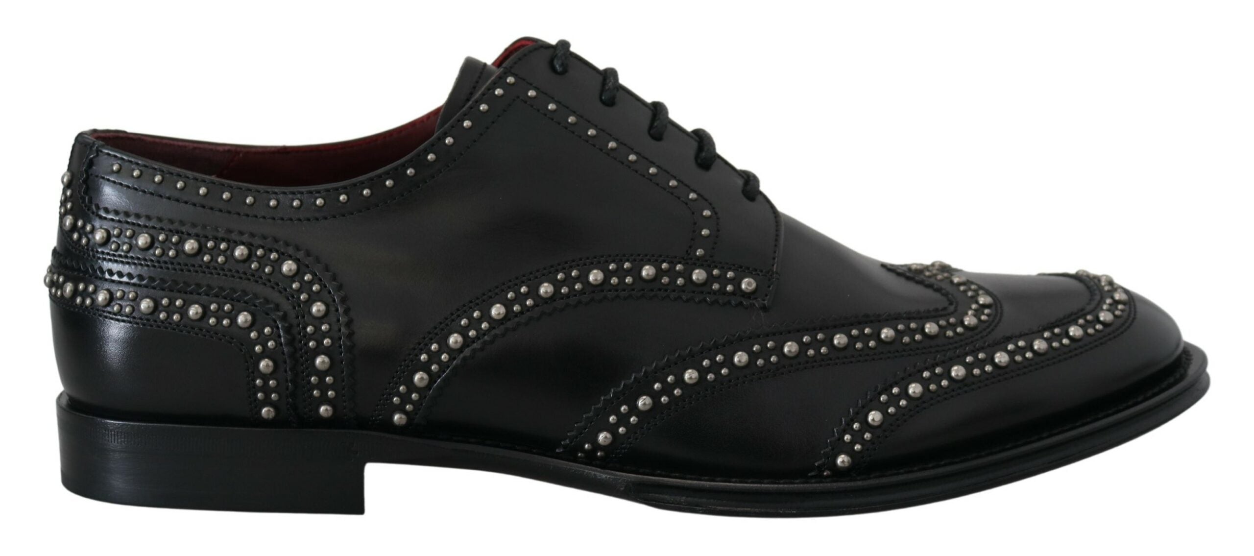 Zwarte leren derby-jurkschoenen met studs