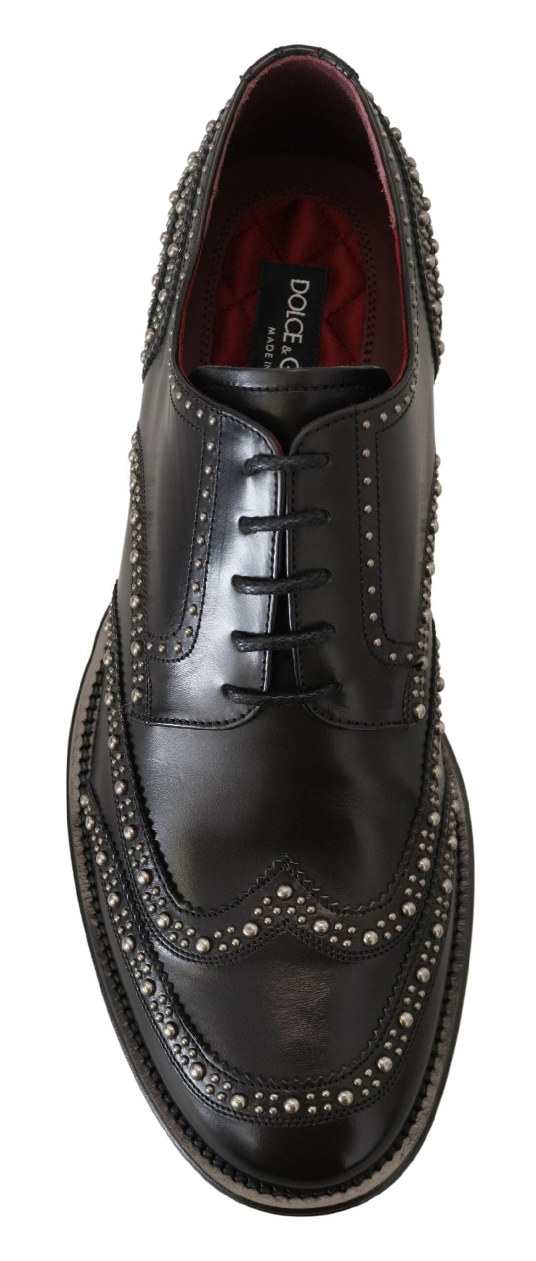 Zwarte leren derby-jurkschoenen met studs