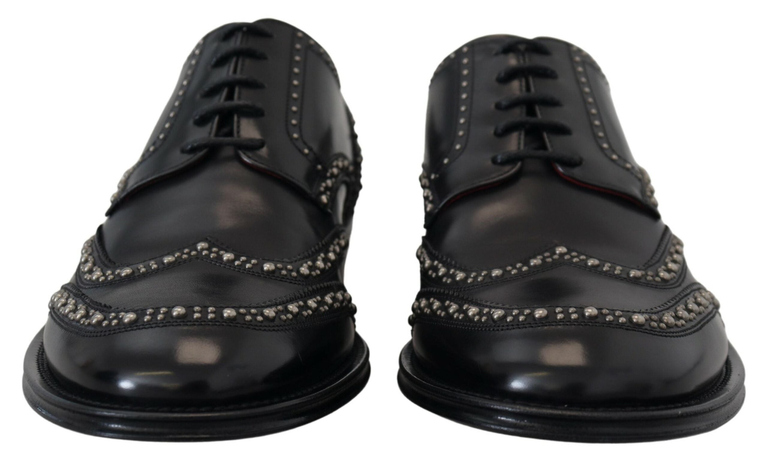 Zwarte leren derby-jurkschoenen met studs