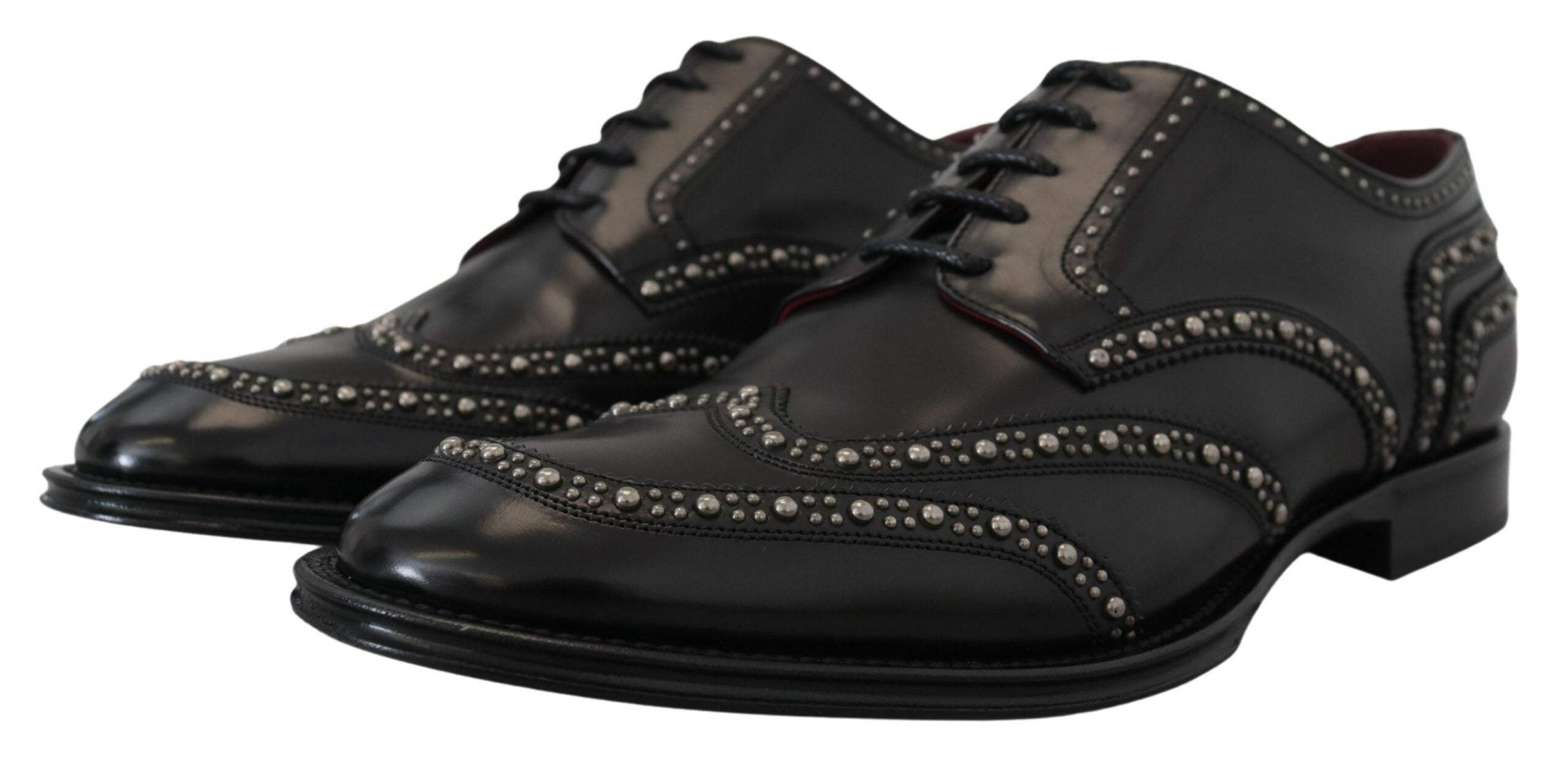 Zwarte leren derby-jurkschoenen met studs