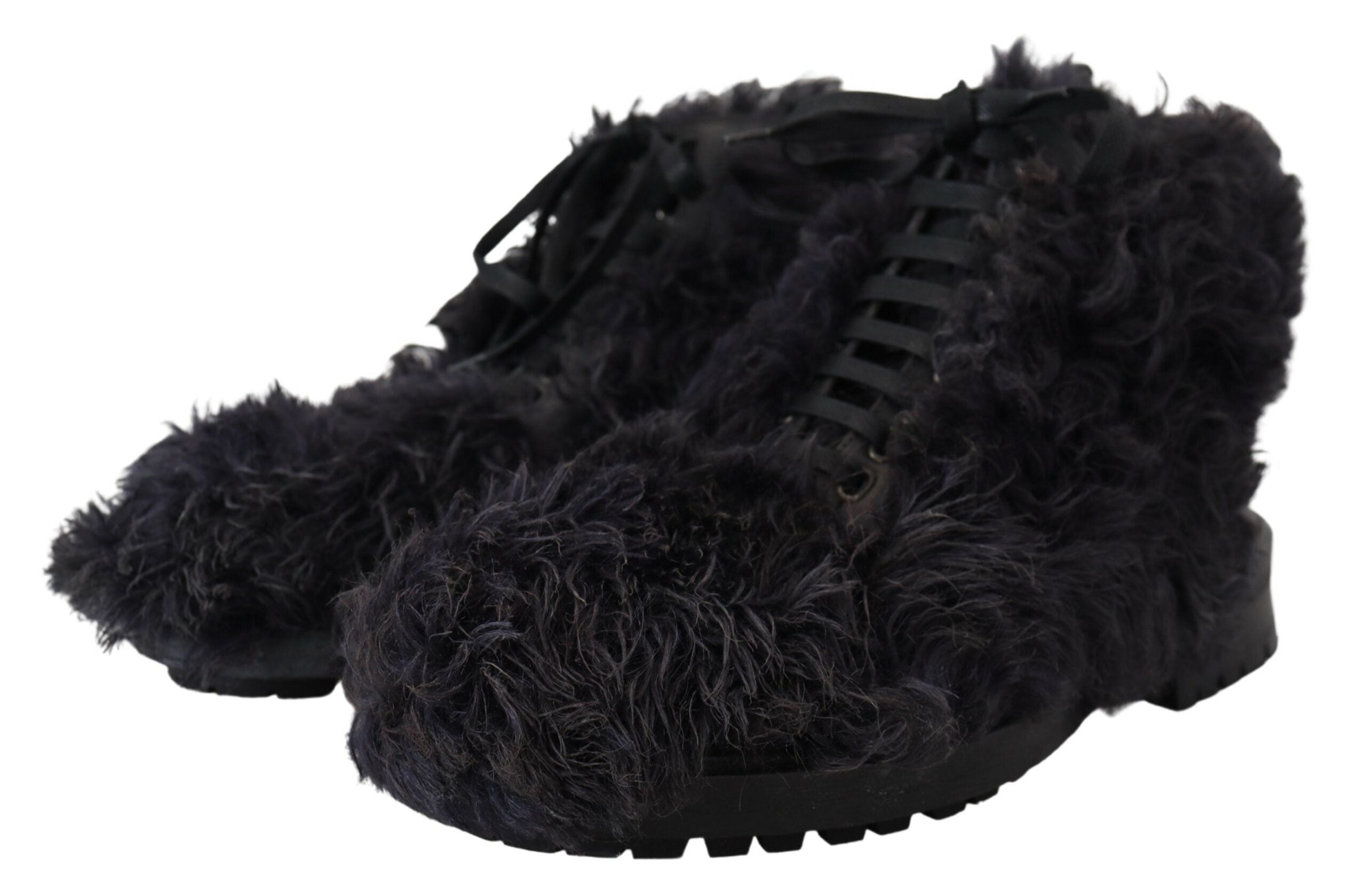 Zwarte leren Combat Shearling laarzen