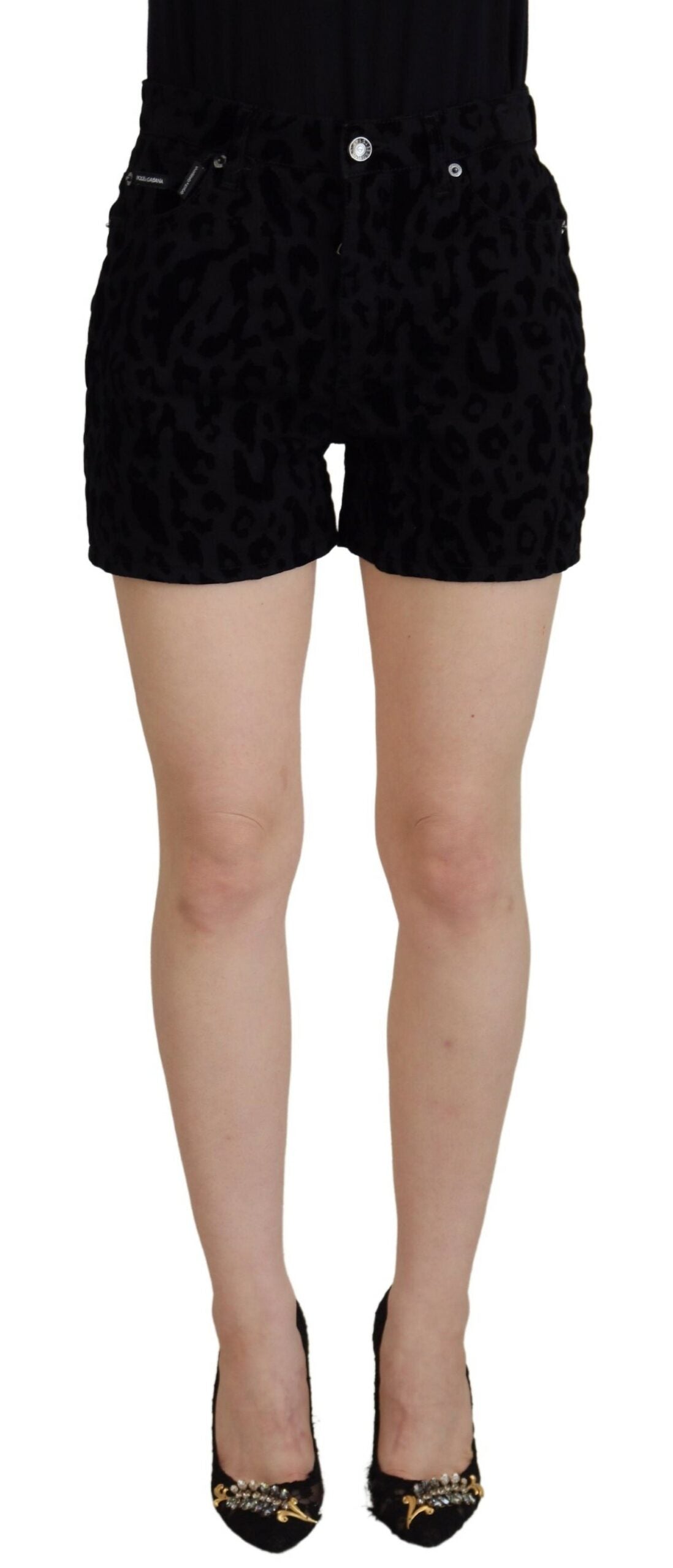 Zwarte denim katoenen stretch hotpants shorts