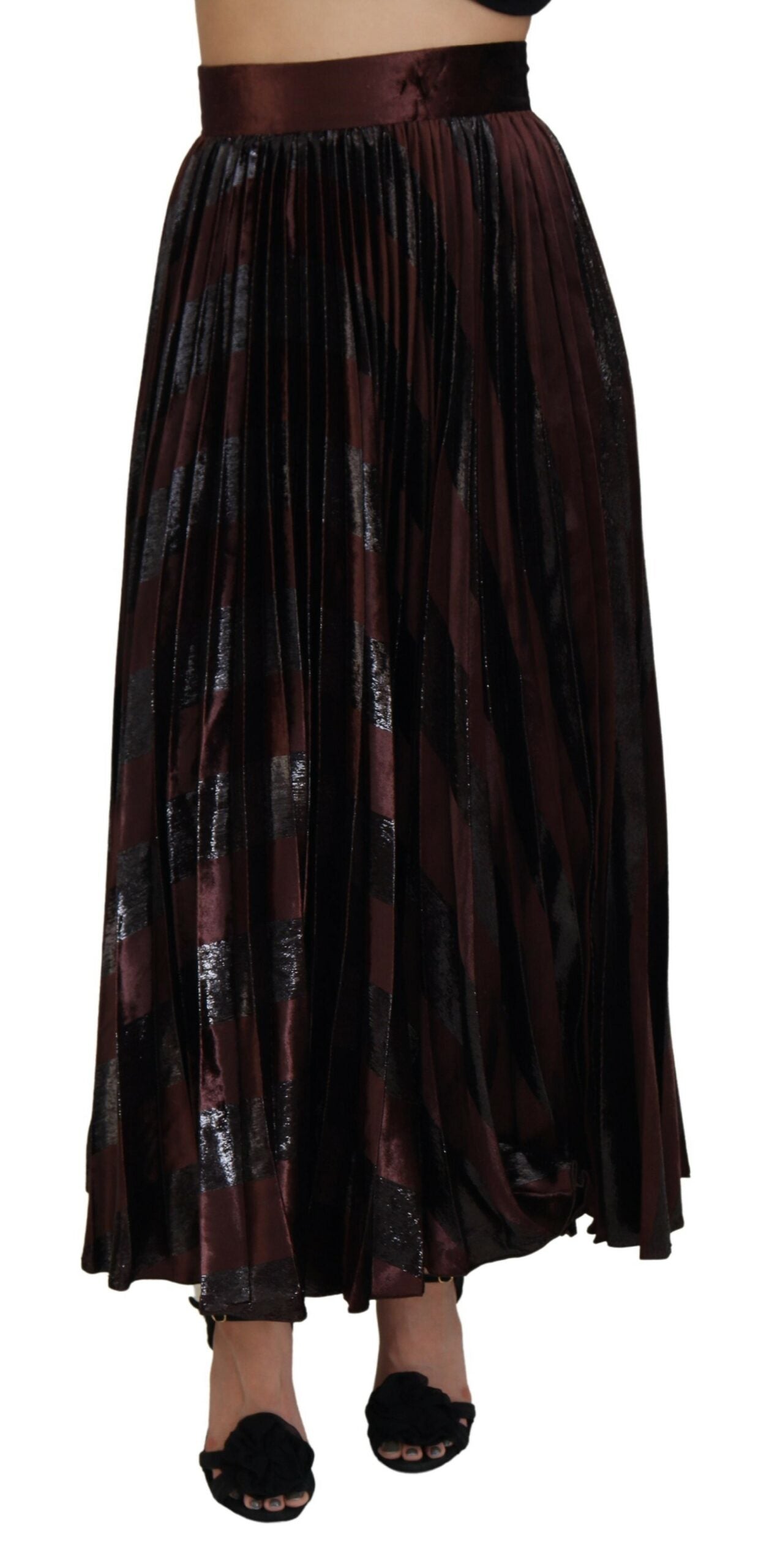Bruine polyester A-lijn maxi-rok met hoge taille