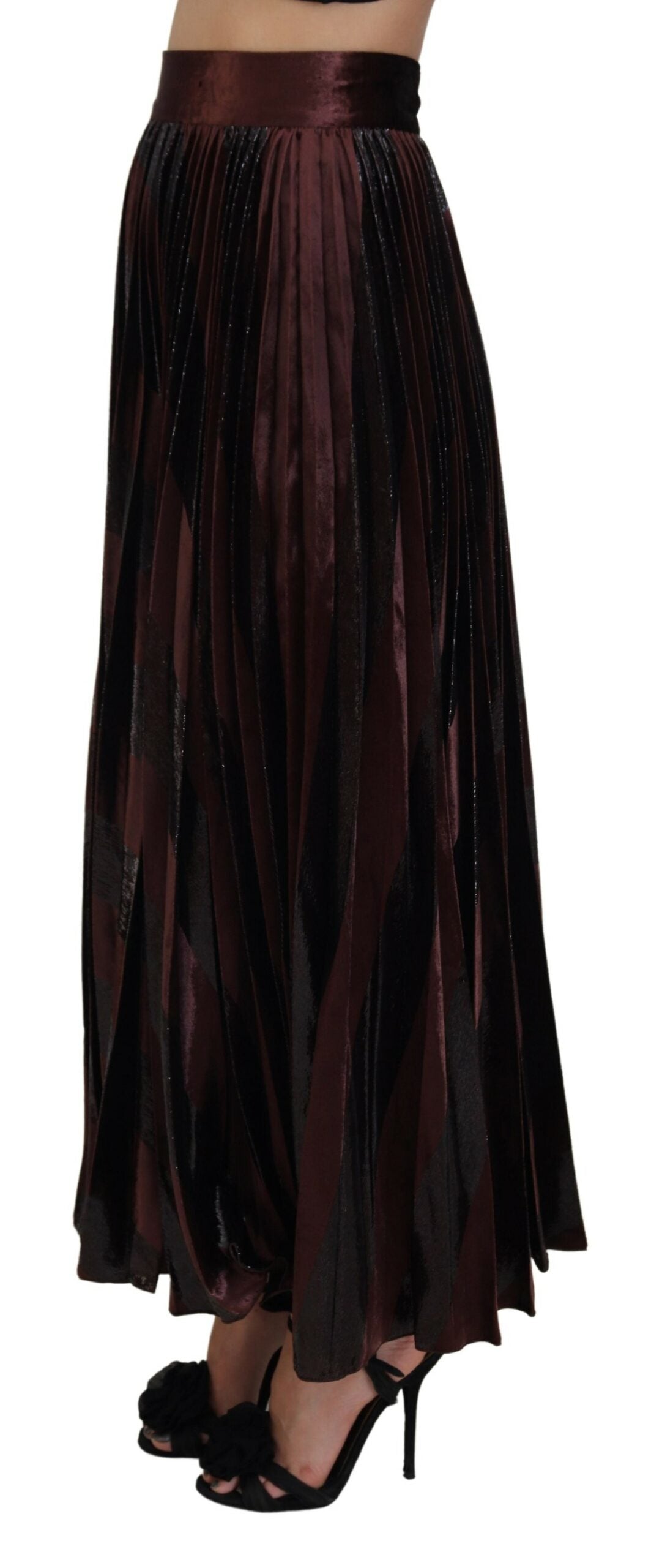 Bruine polyester A-lijn maxi-rok met hoge taille