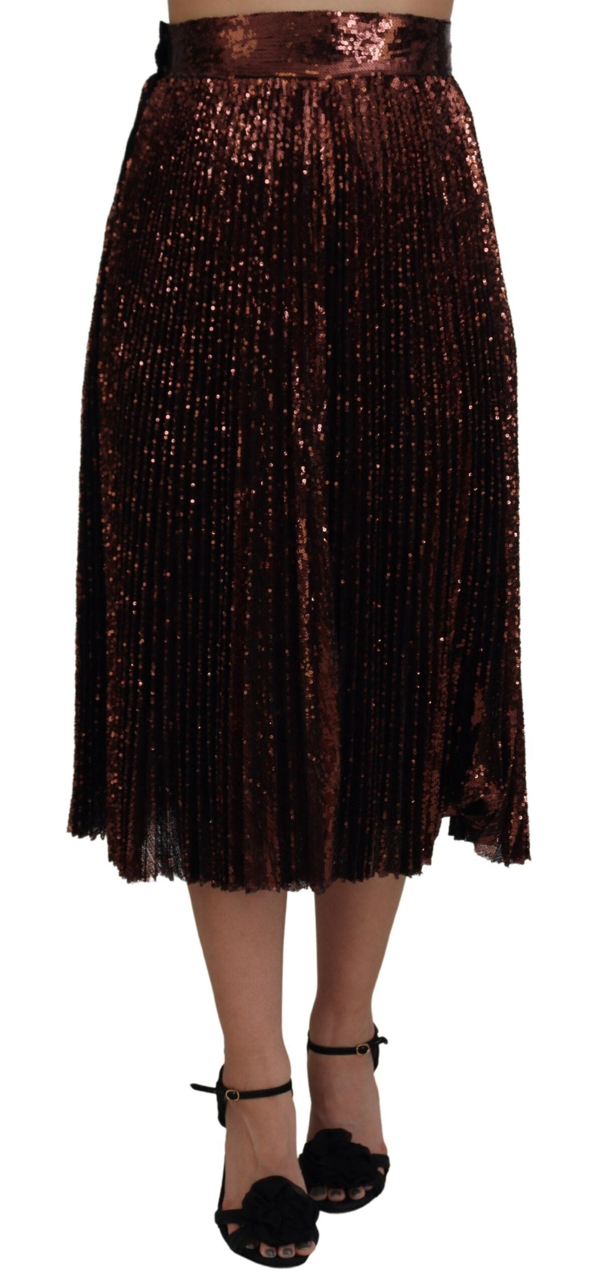Bronzen pailletten hoge taille A-lijn maxi-rok