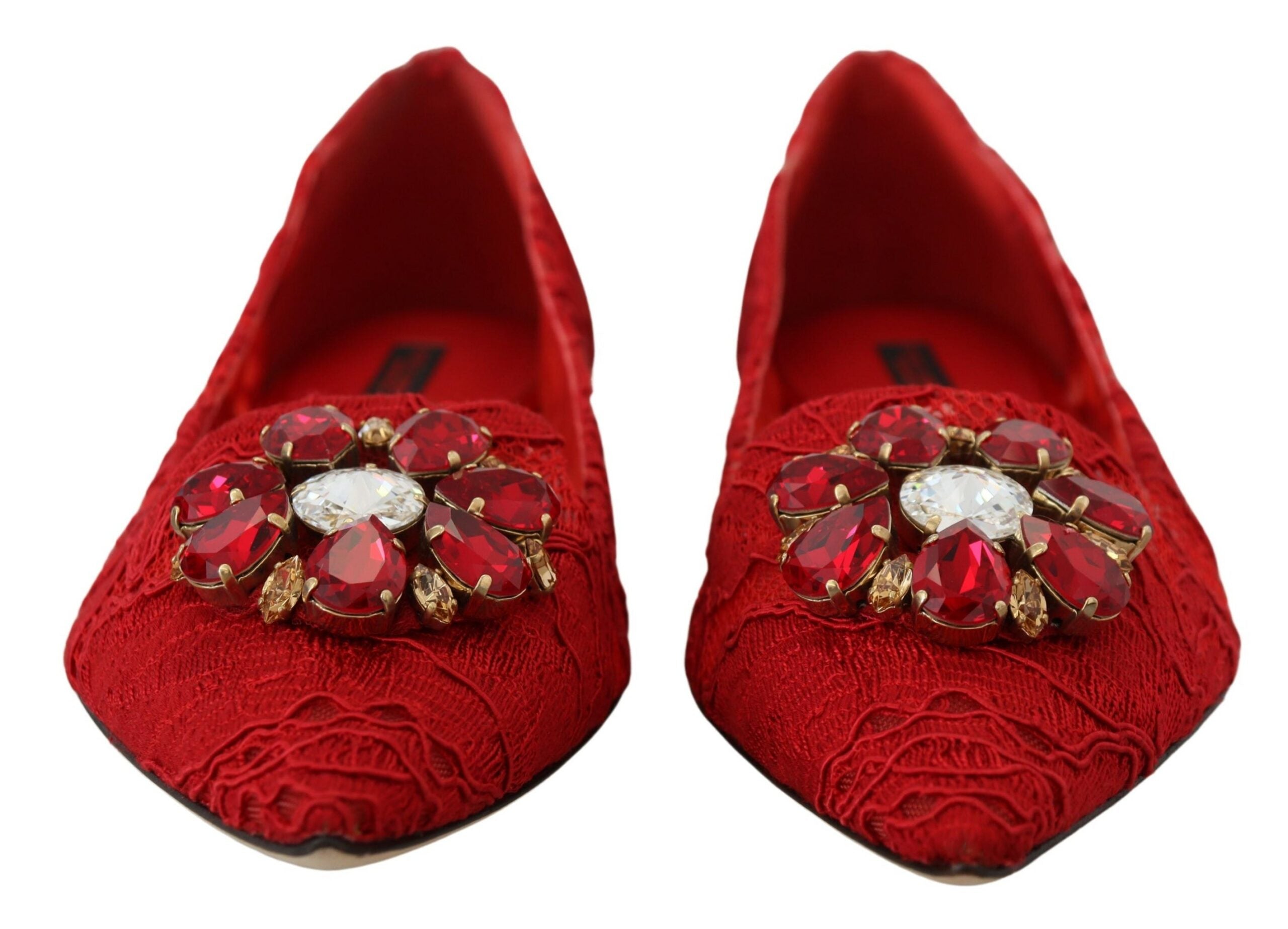 Rode Taormina Kristallen Loafers Flats Schoenen