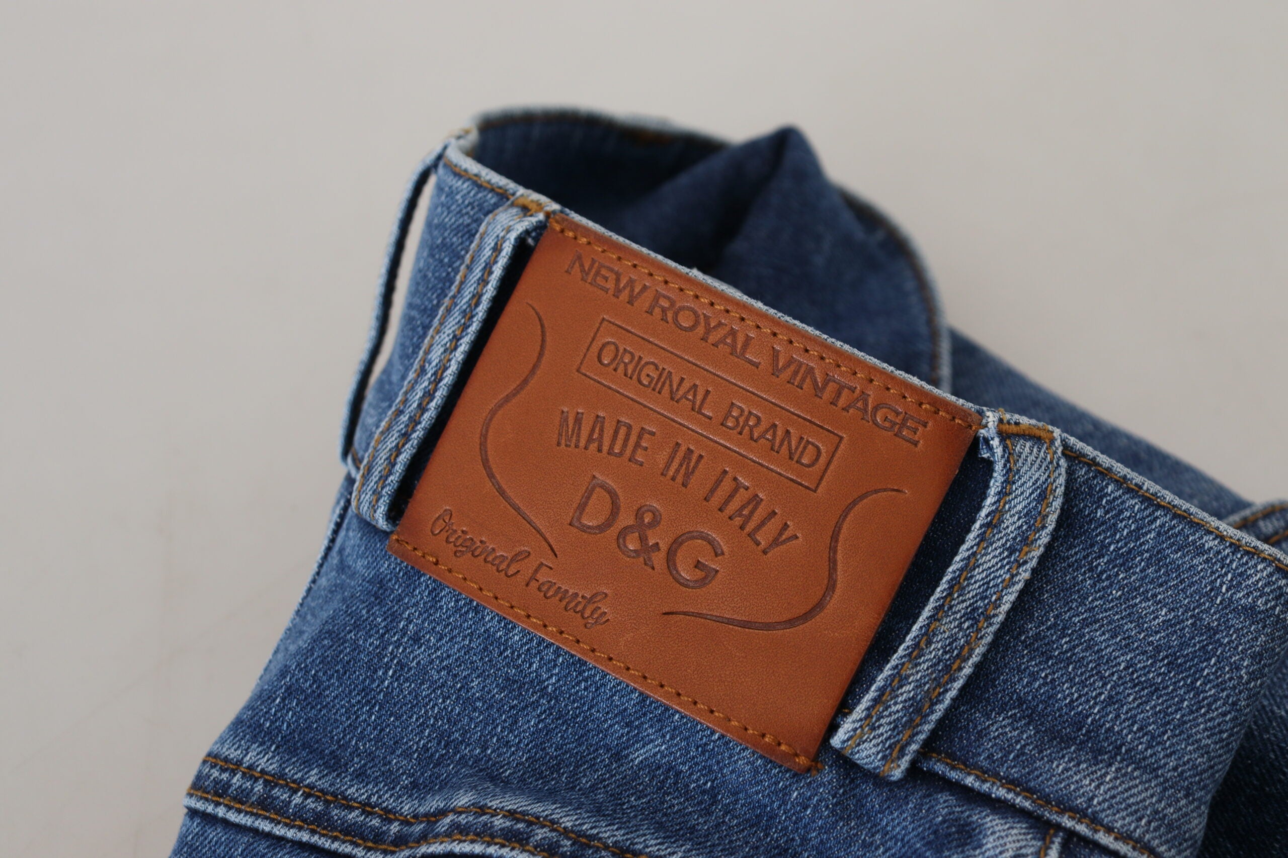 Blauwe jeans met hoge taille en stretchkatoen
