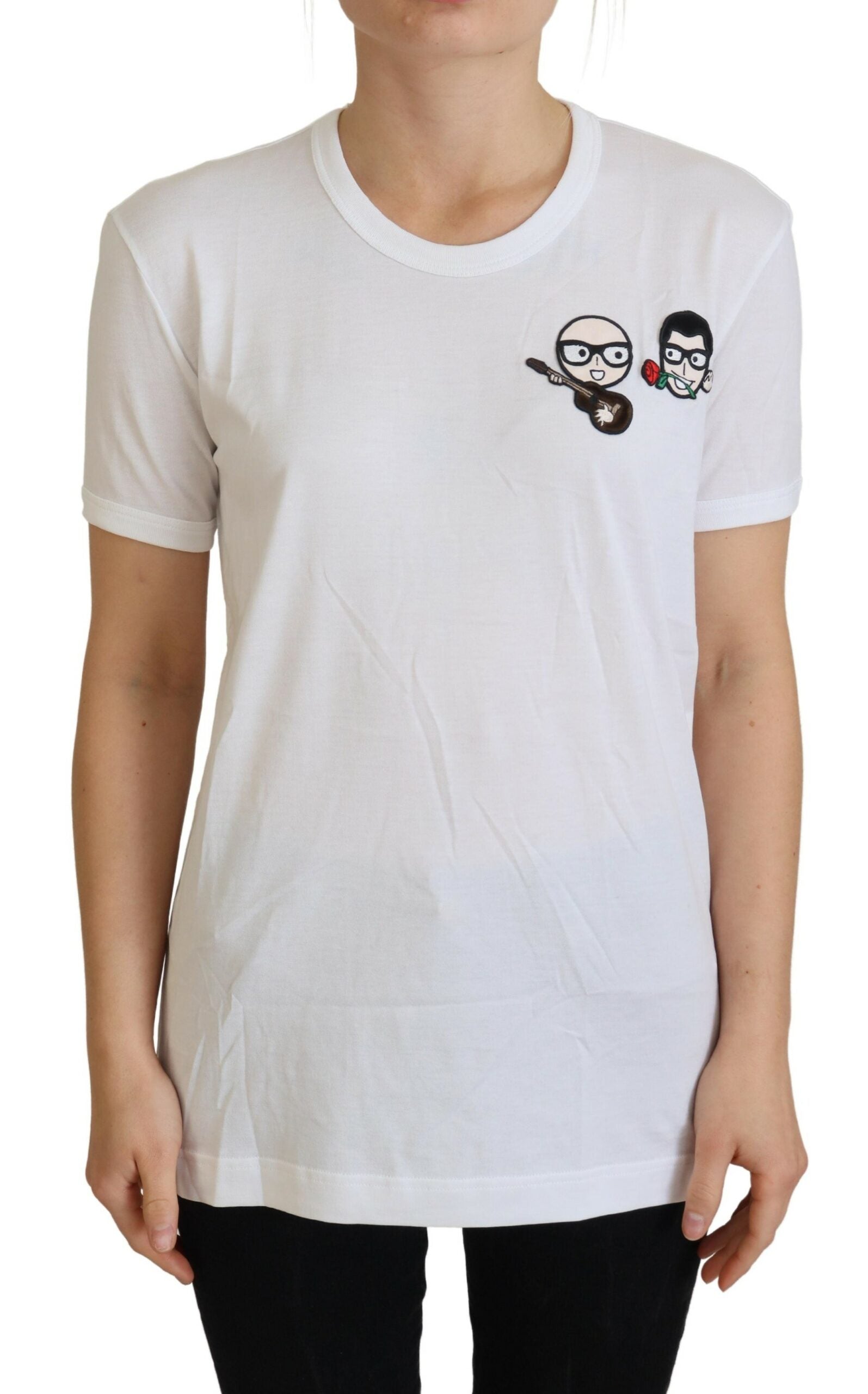Wit #dgfamily katoenen T-shirt met ronde hals