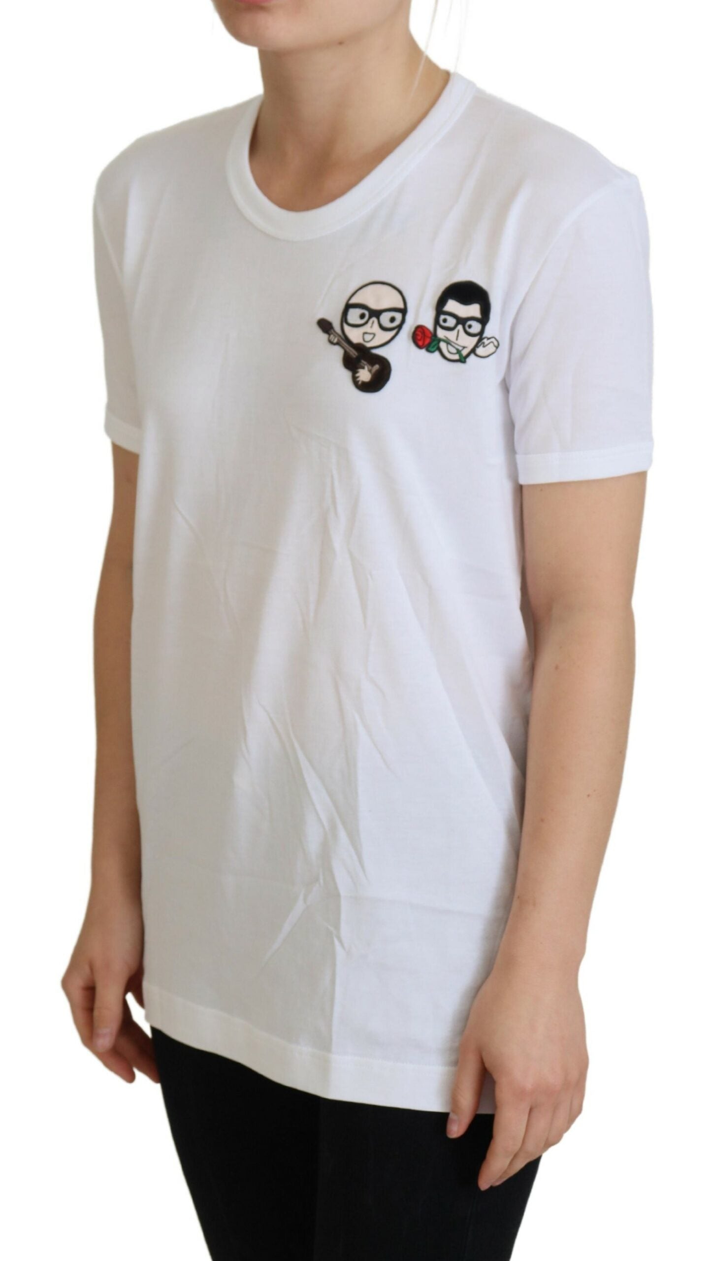 Wit #dgfamily katoenen T-shirt met ronde hals