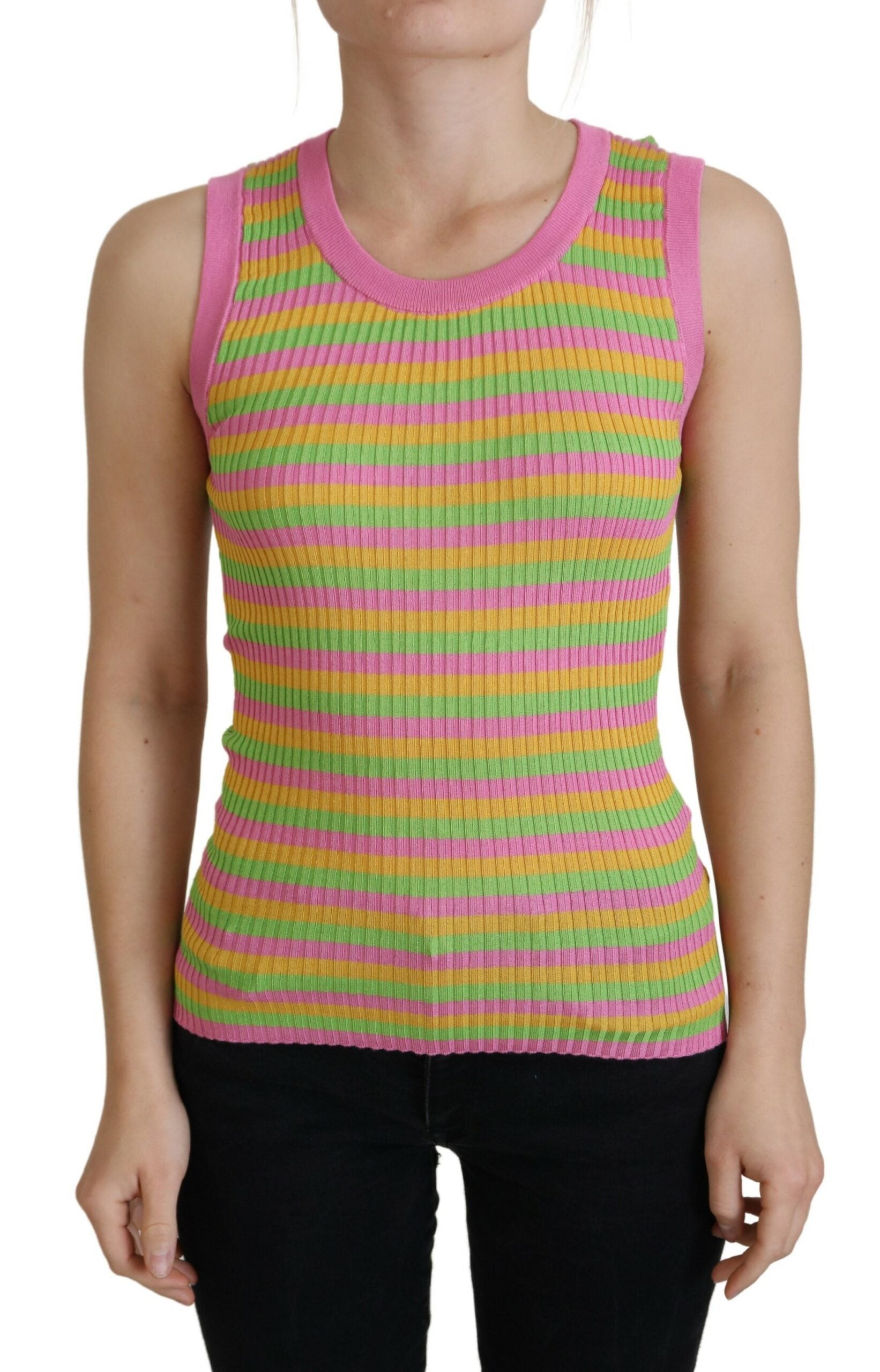 Veelkleurige zijden vest pullover tanktop