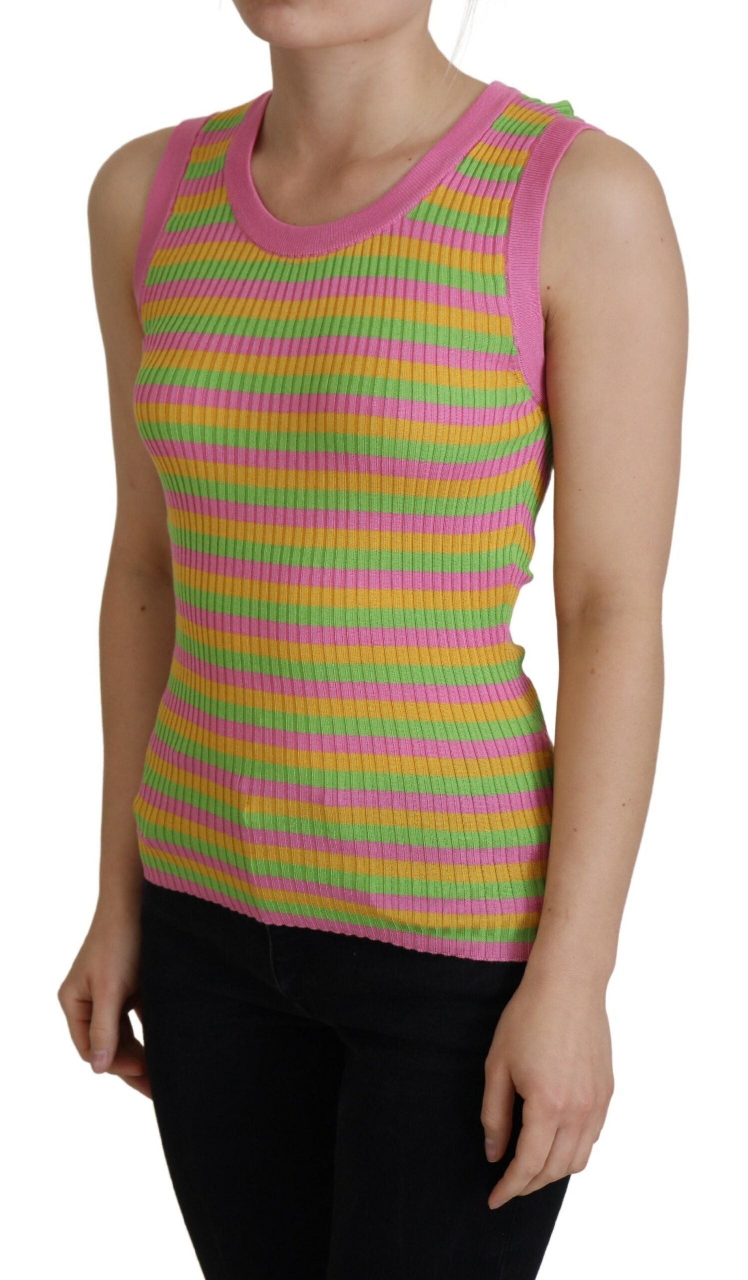 Veelkleurige zijden vest pullover tanktop