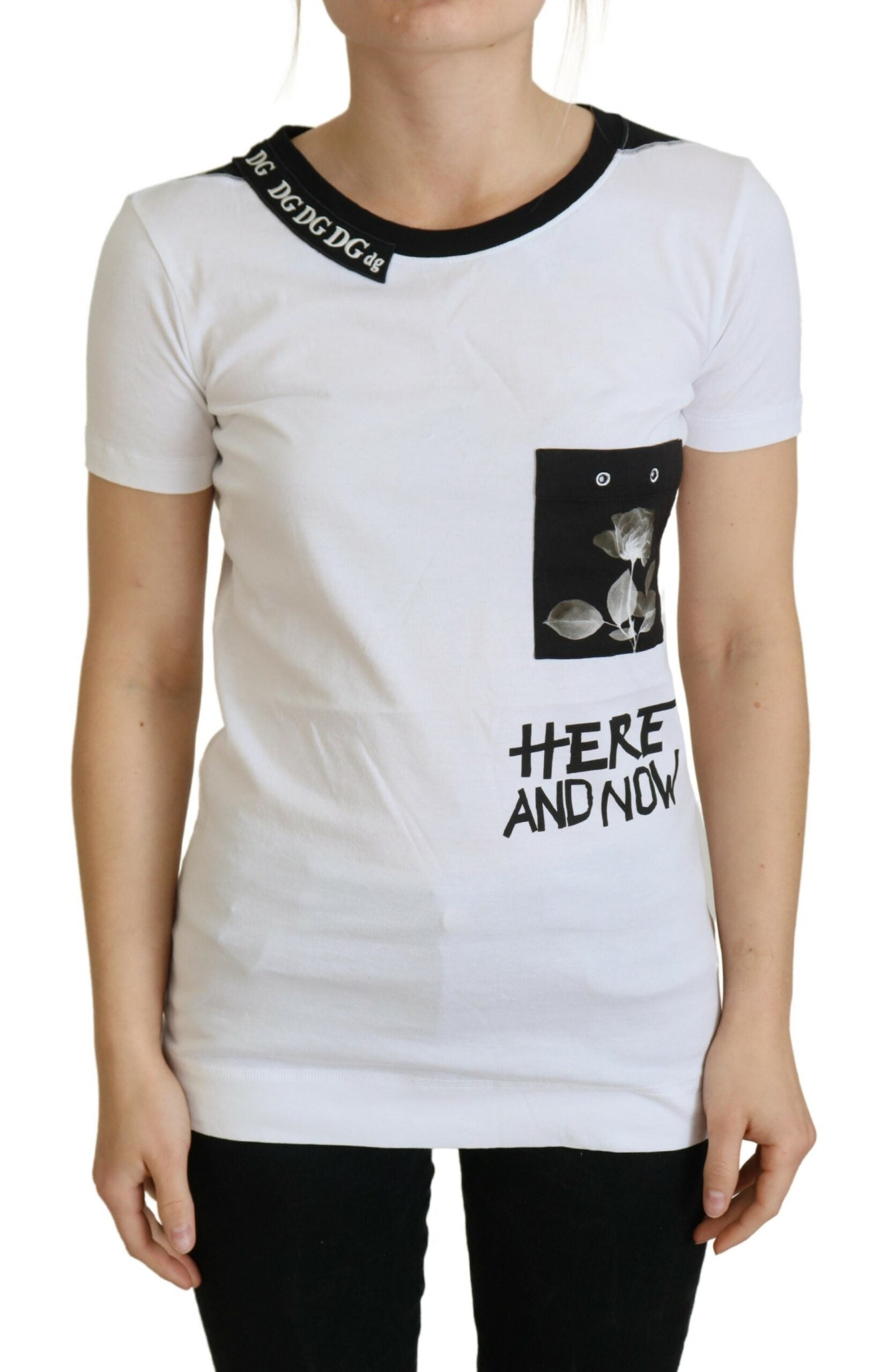 Wit katoenen T-shirt met ronde hals