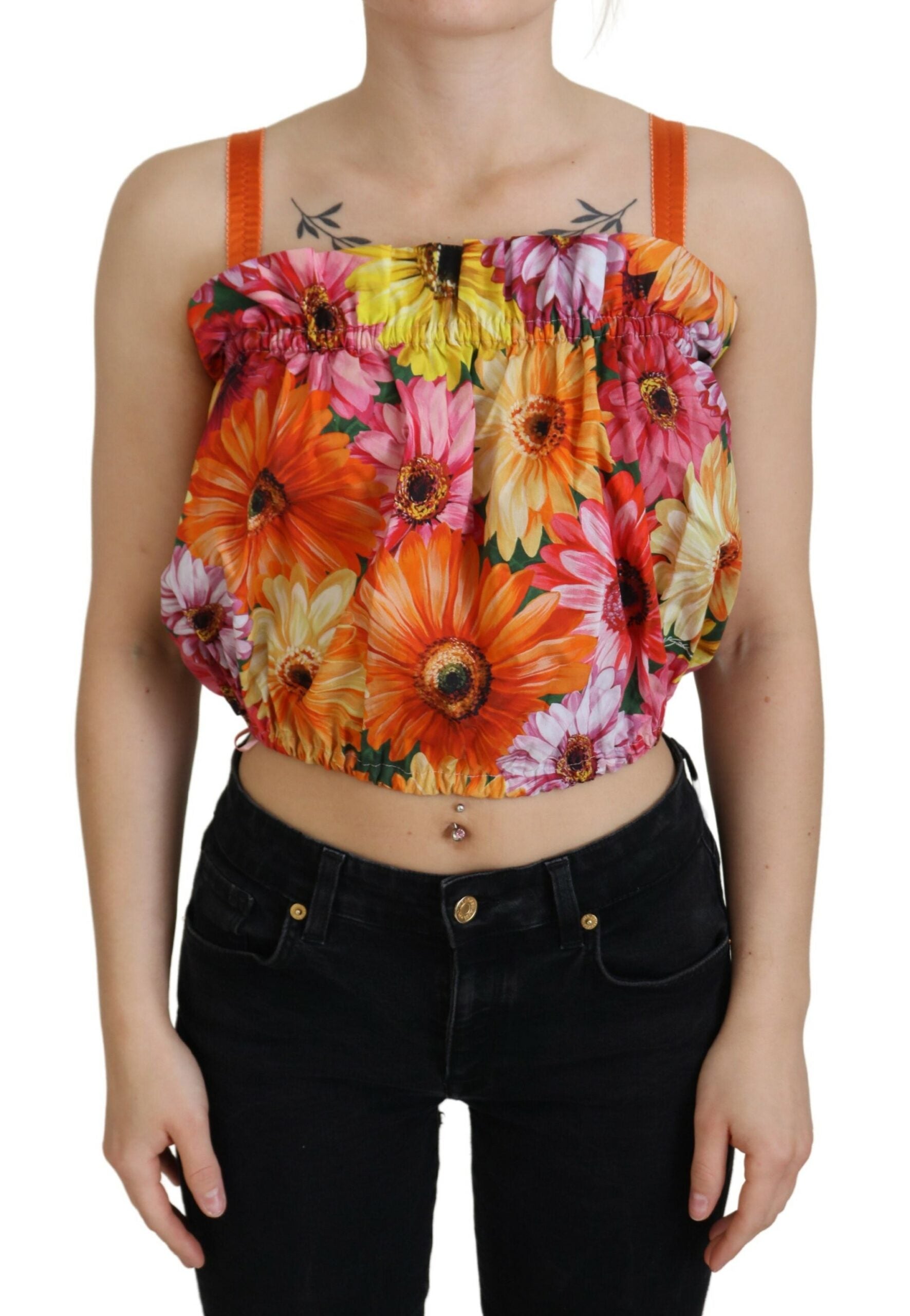 Blouse cropped bloemen katoenen tanktop
