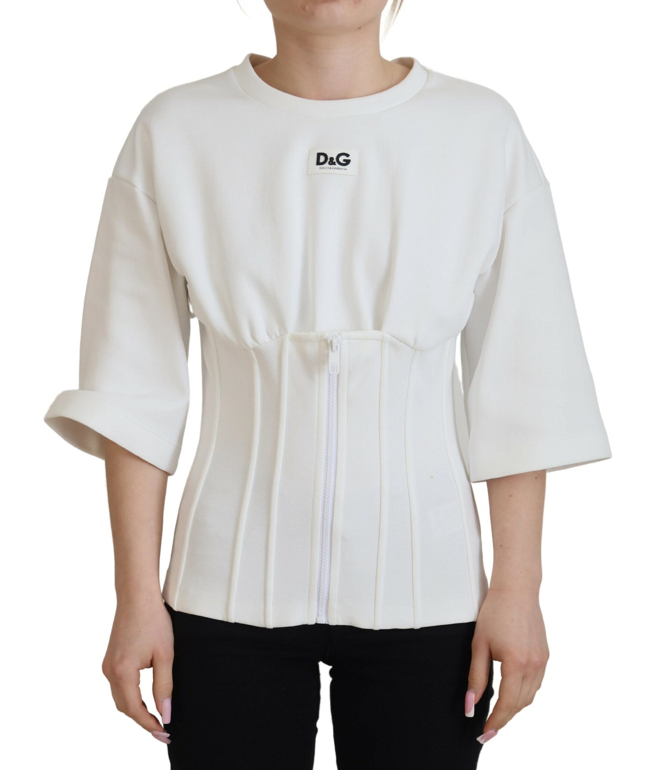 Wit korset stretch katoenen top T-shirt