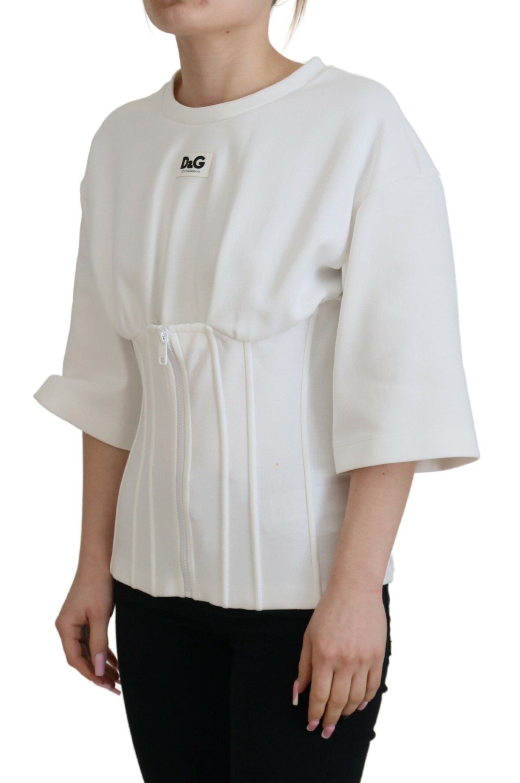 Wit korset stretch katoenen top T-shirt