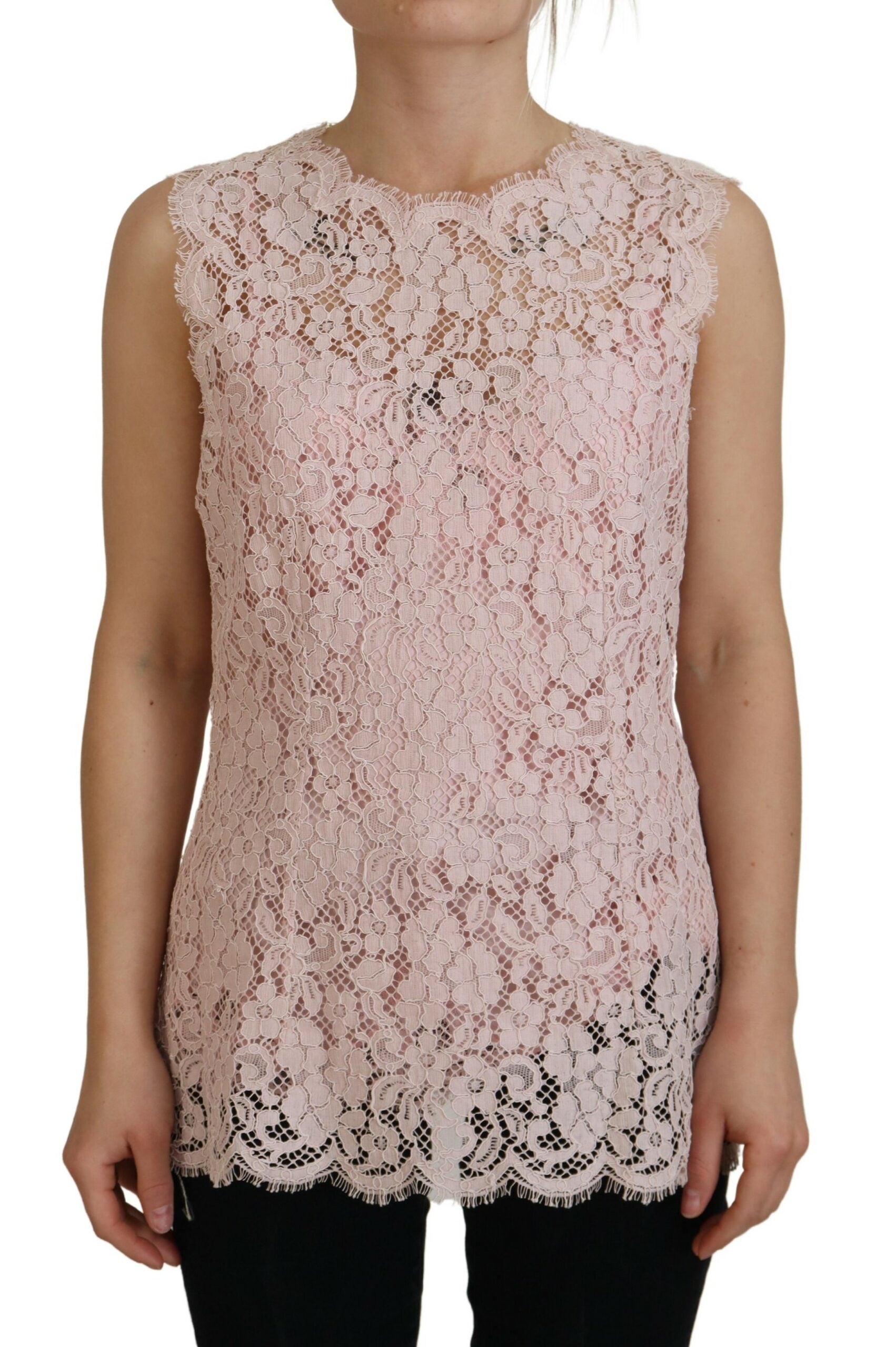 Roze bloemenkant mouwloze tanktop