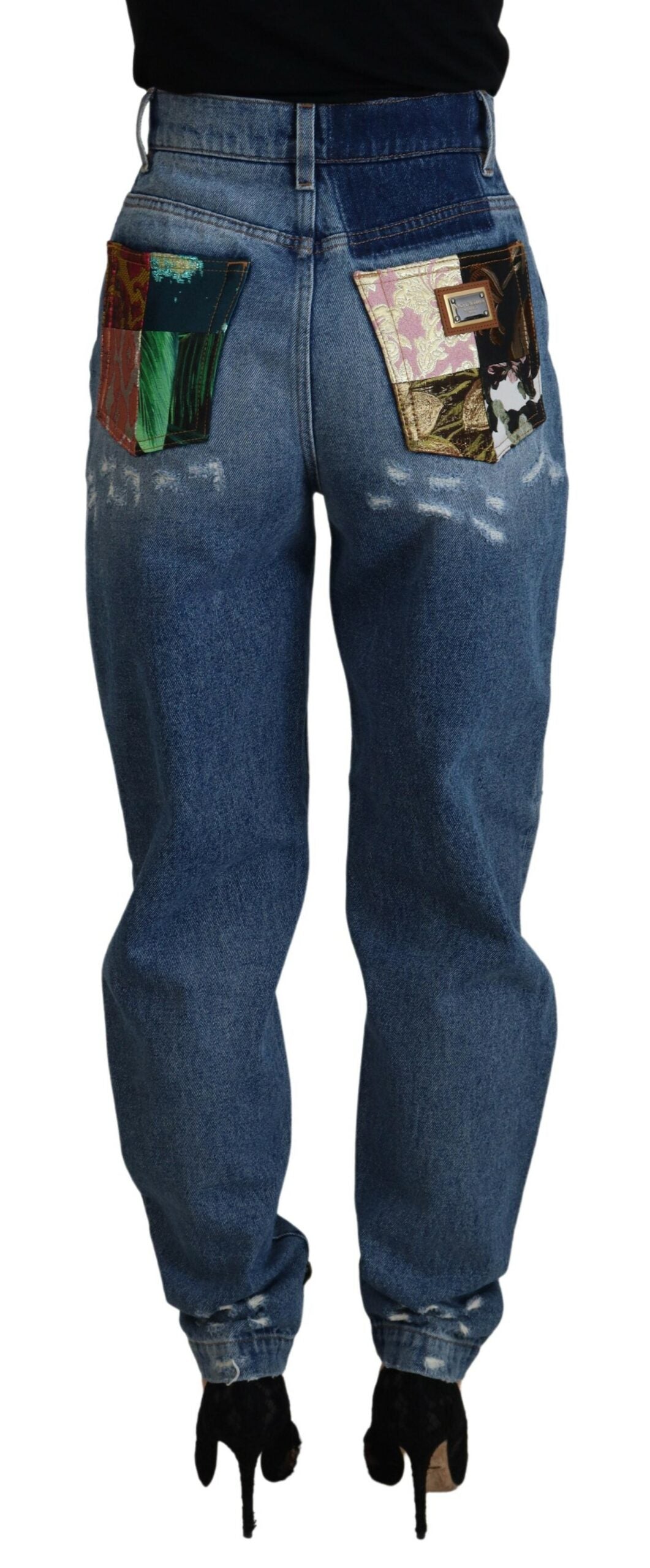 Blauwe gescheurde skinny denim katoenen jeans