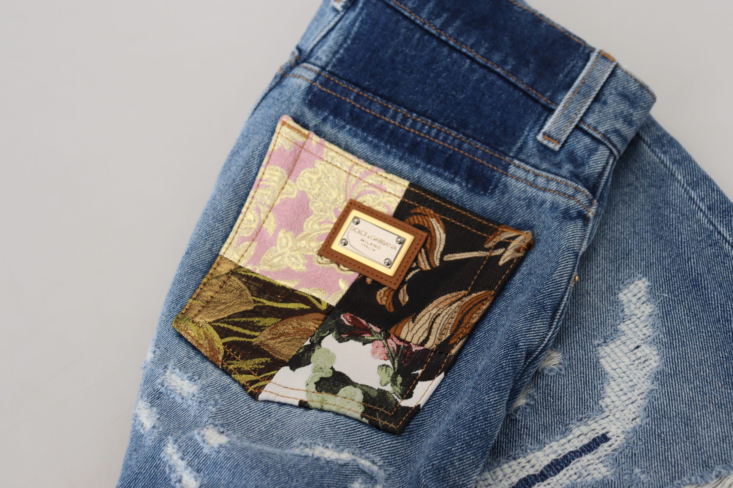 Blauwe gescheurde skinny denim katoenen jeans