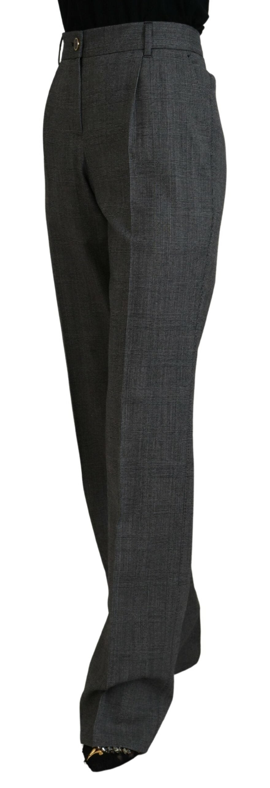 Grijze wollen broek met hoge taille voor dames