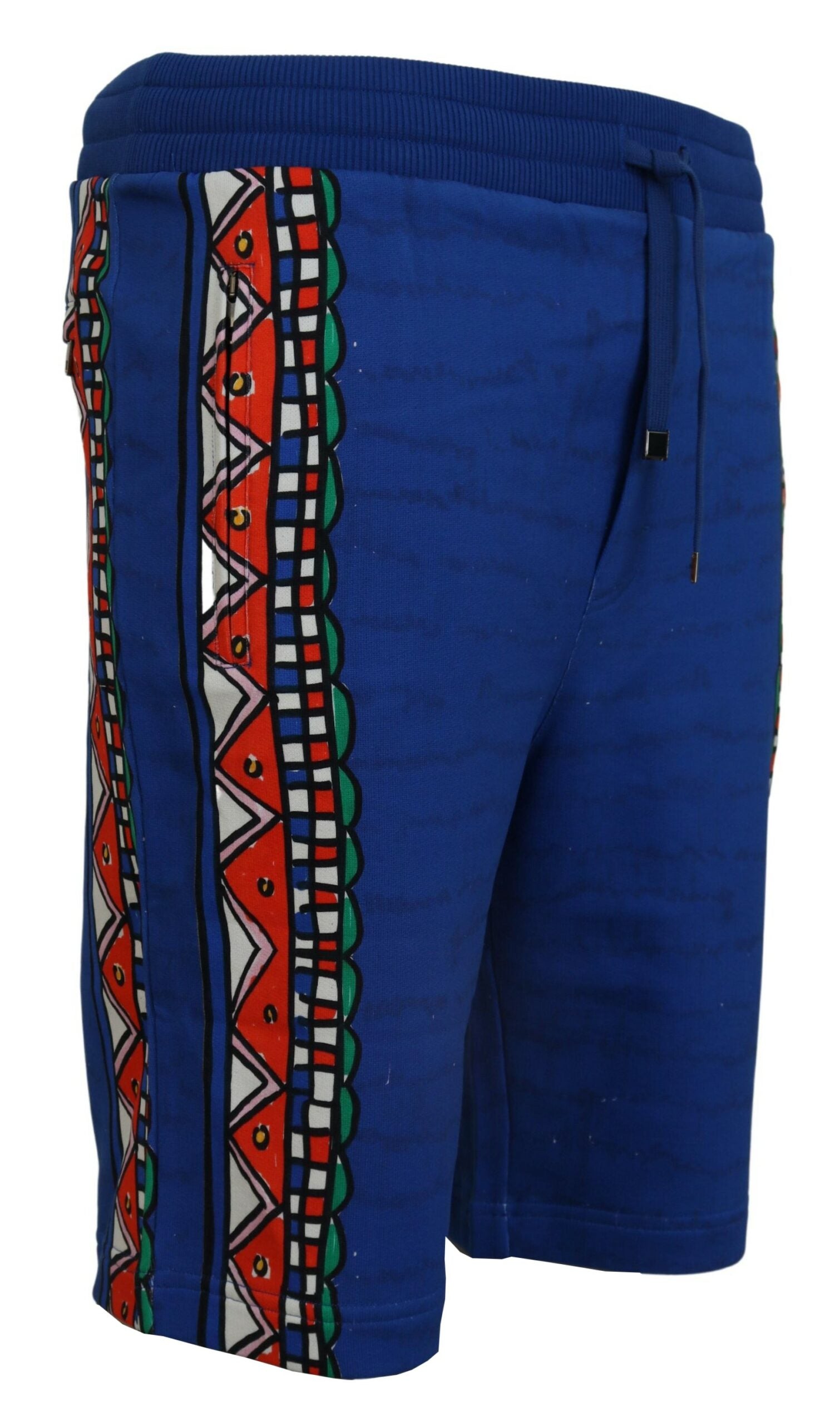Blauwe katoenen bermudashorts met print