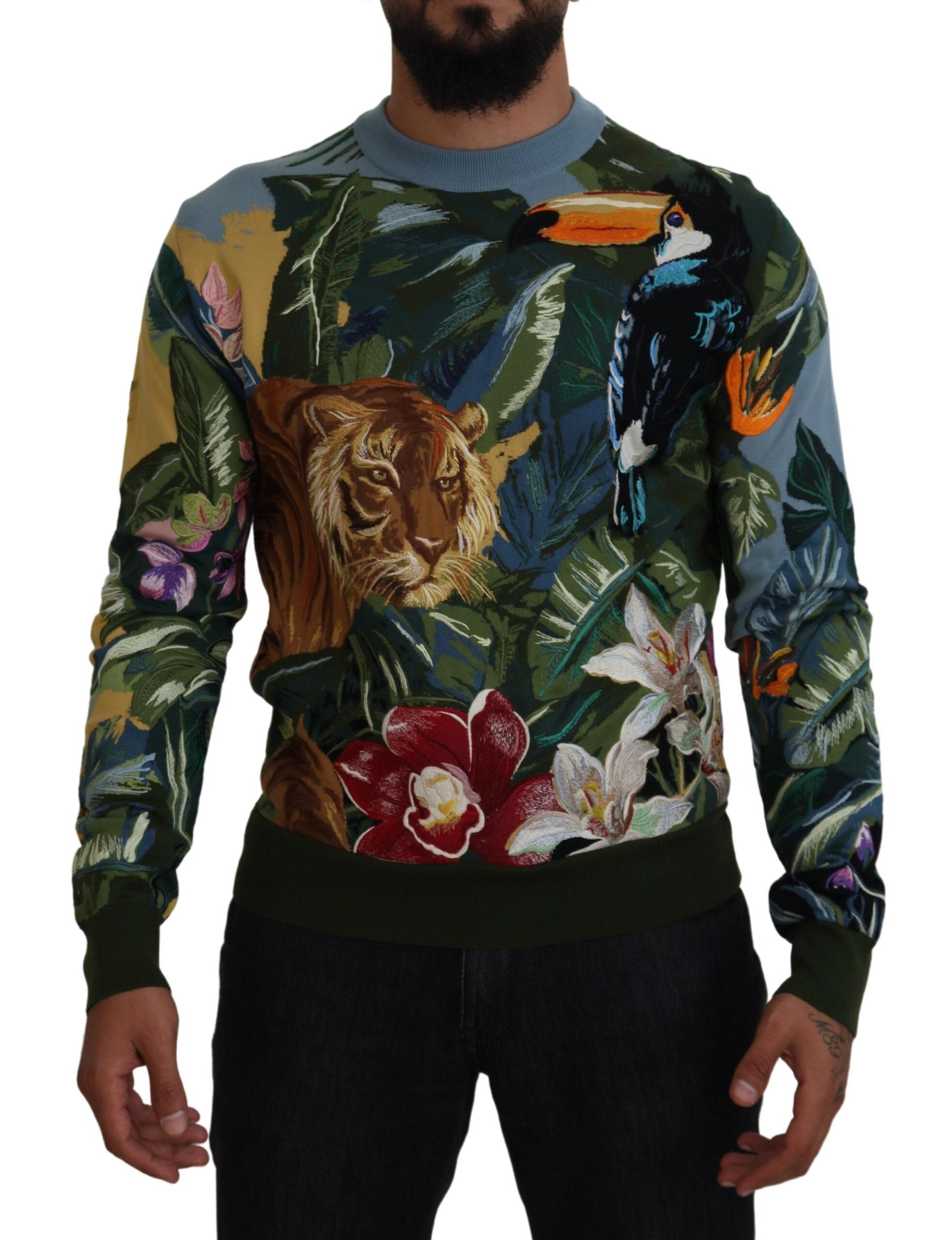 Multicolor Jungle Wool Pullover Logo Trui