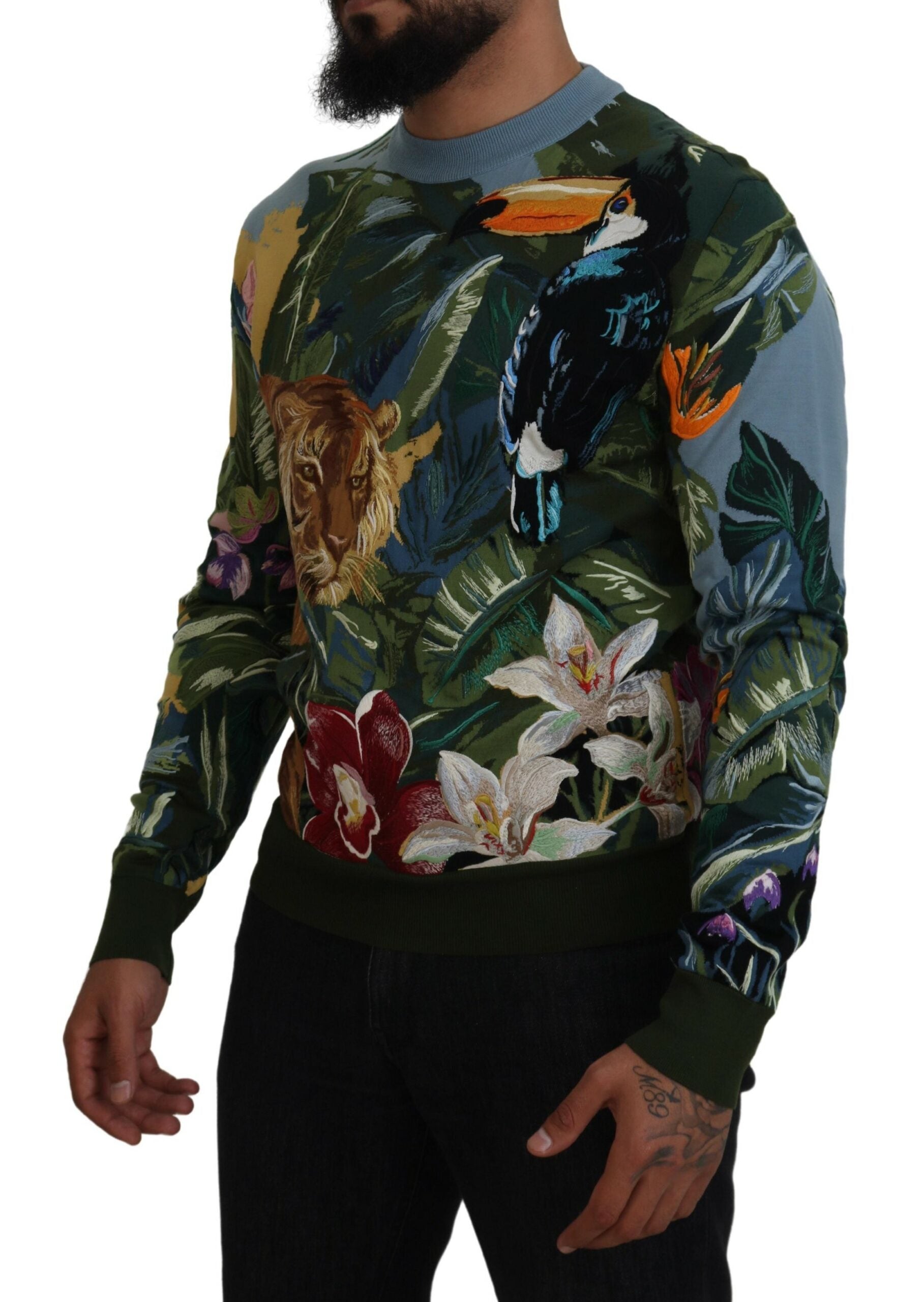 Multicolor Jungle Wool Pullover Logo Trui