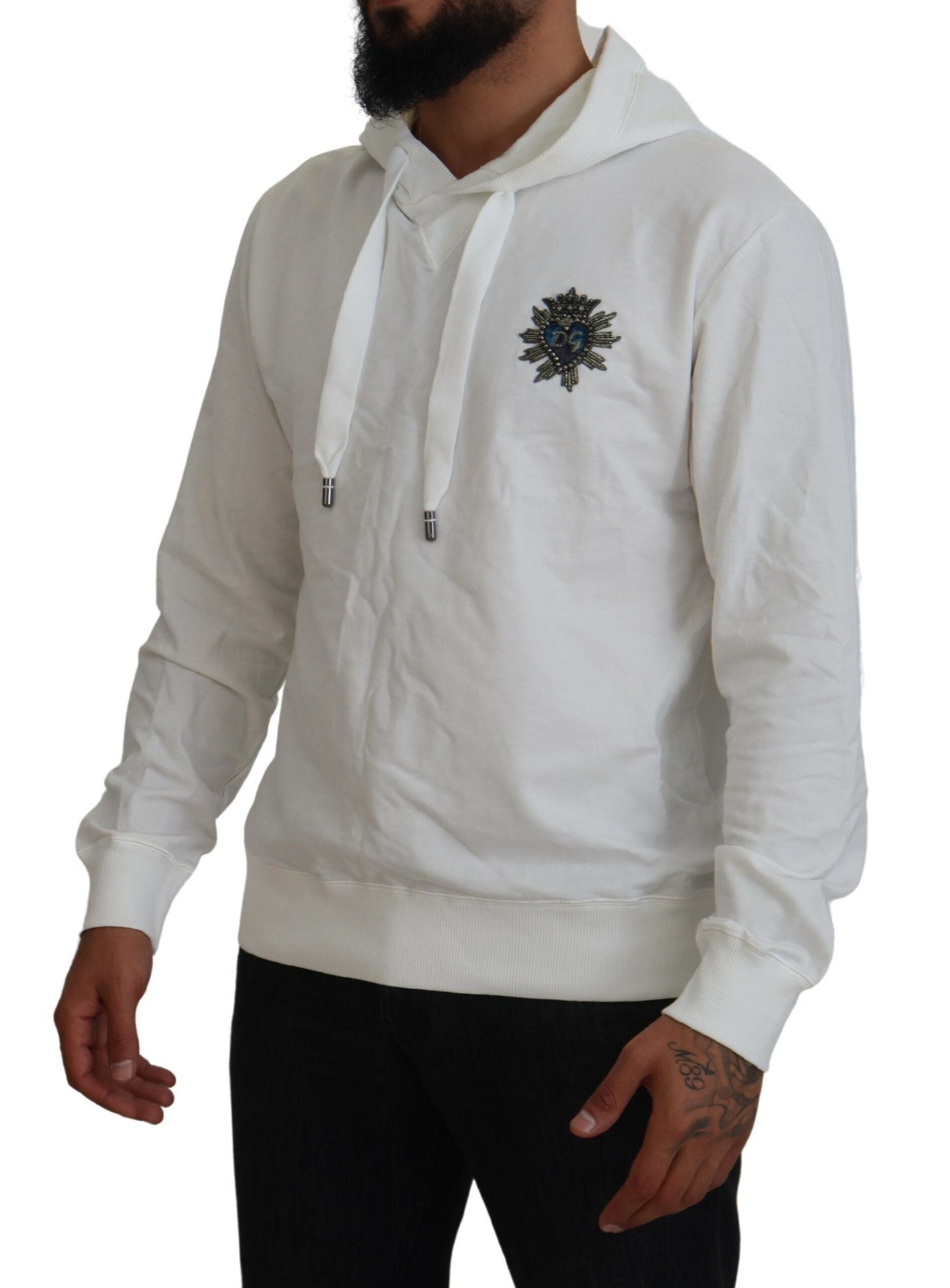 Witte katoenen hoodie met capuchon en logo