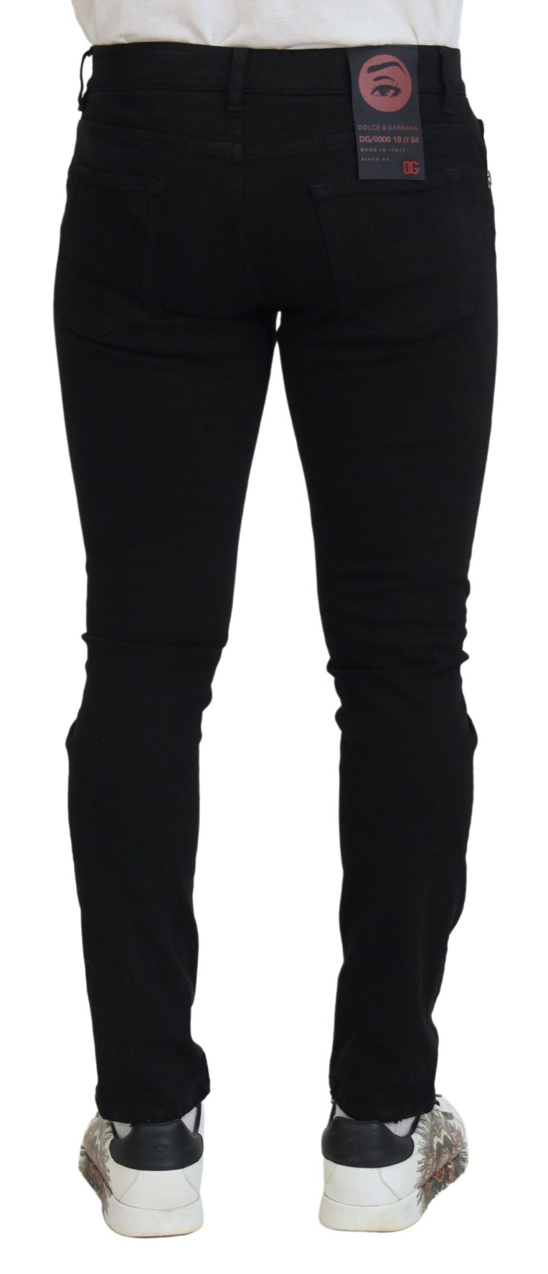 Черни дънки Slim Fit от дрипав деним