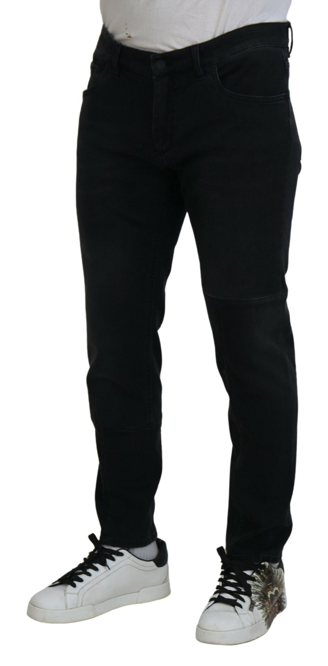 Zwarte Angel Borduurwerk Skinny Denim Jeans