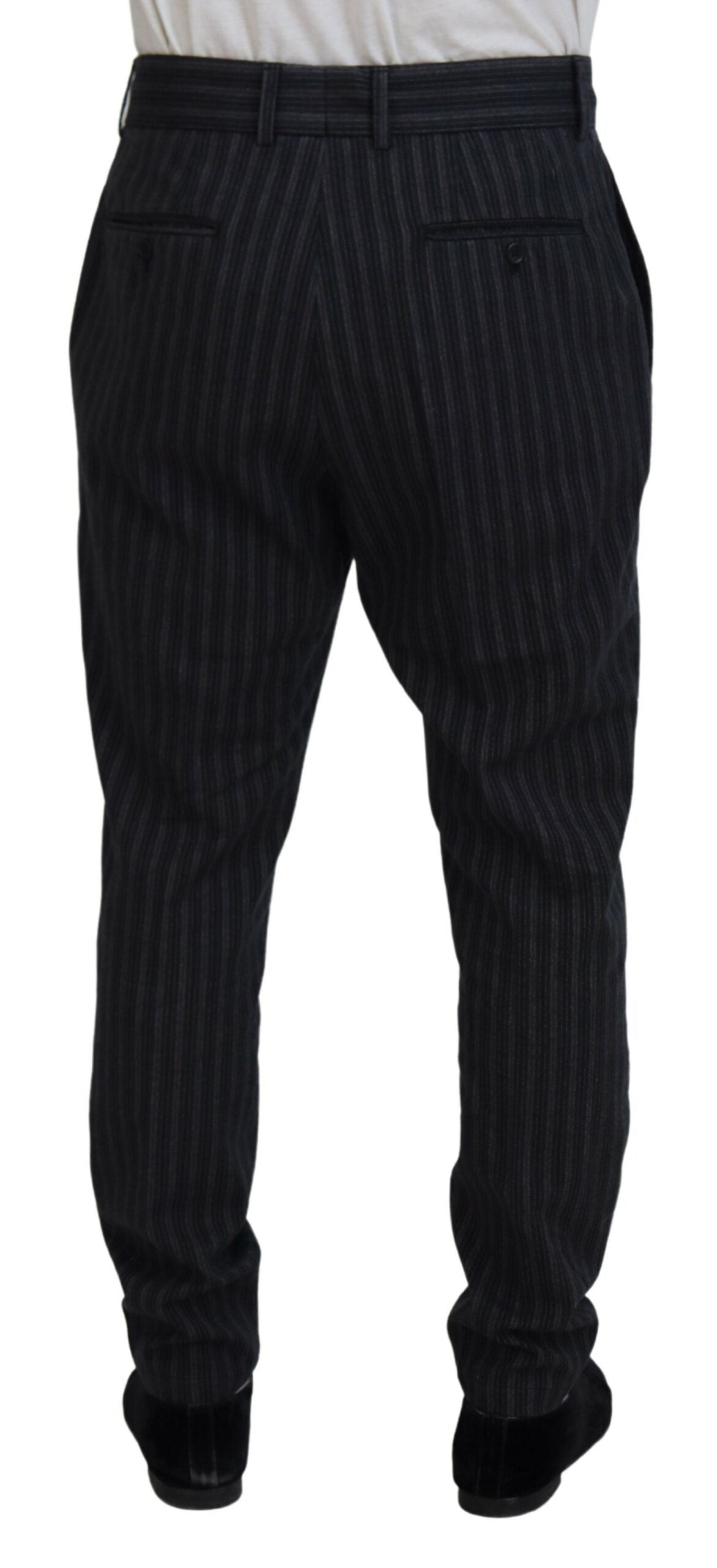 Donkergrijze gestreepte chino-broek