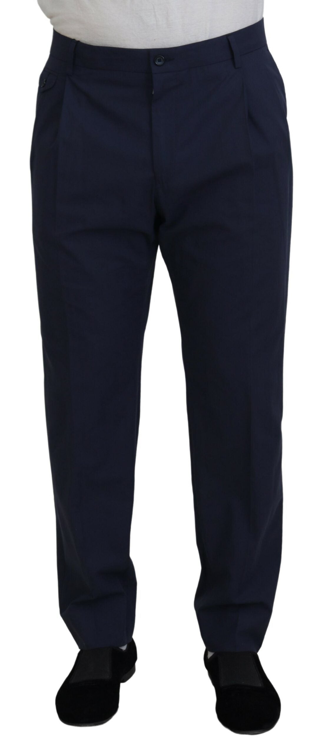 Donkerblauwe katoenen chino-broek