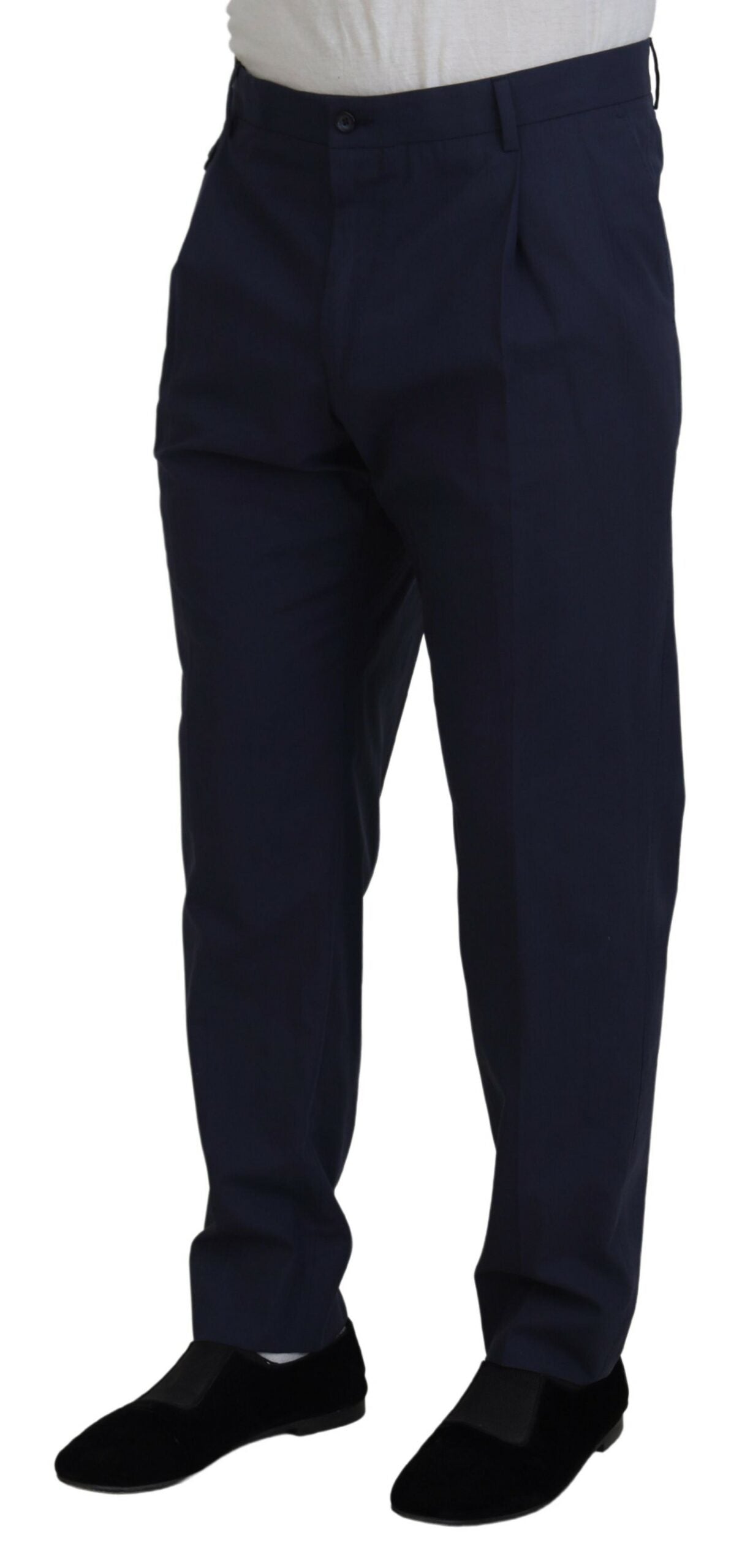 Donkerblauwe katoenen chino-broek