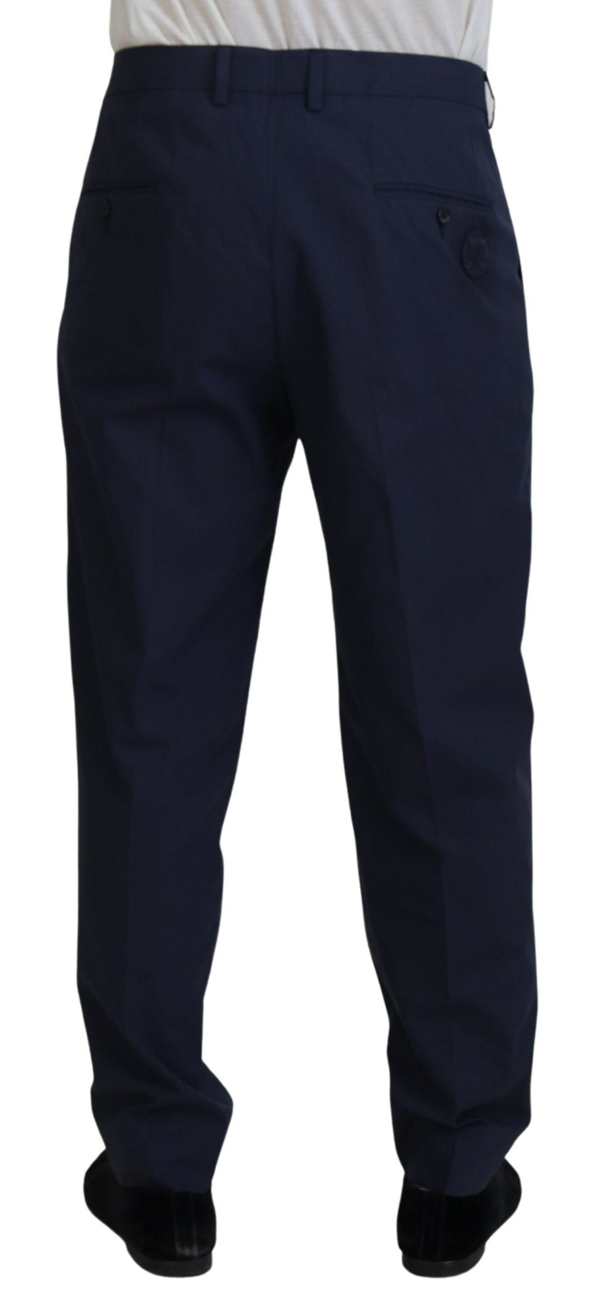 Donkerblauwe katoenen chino-broek