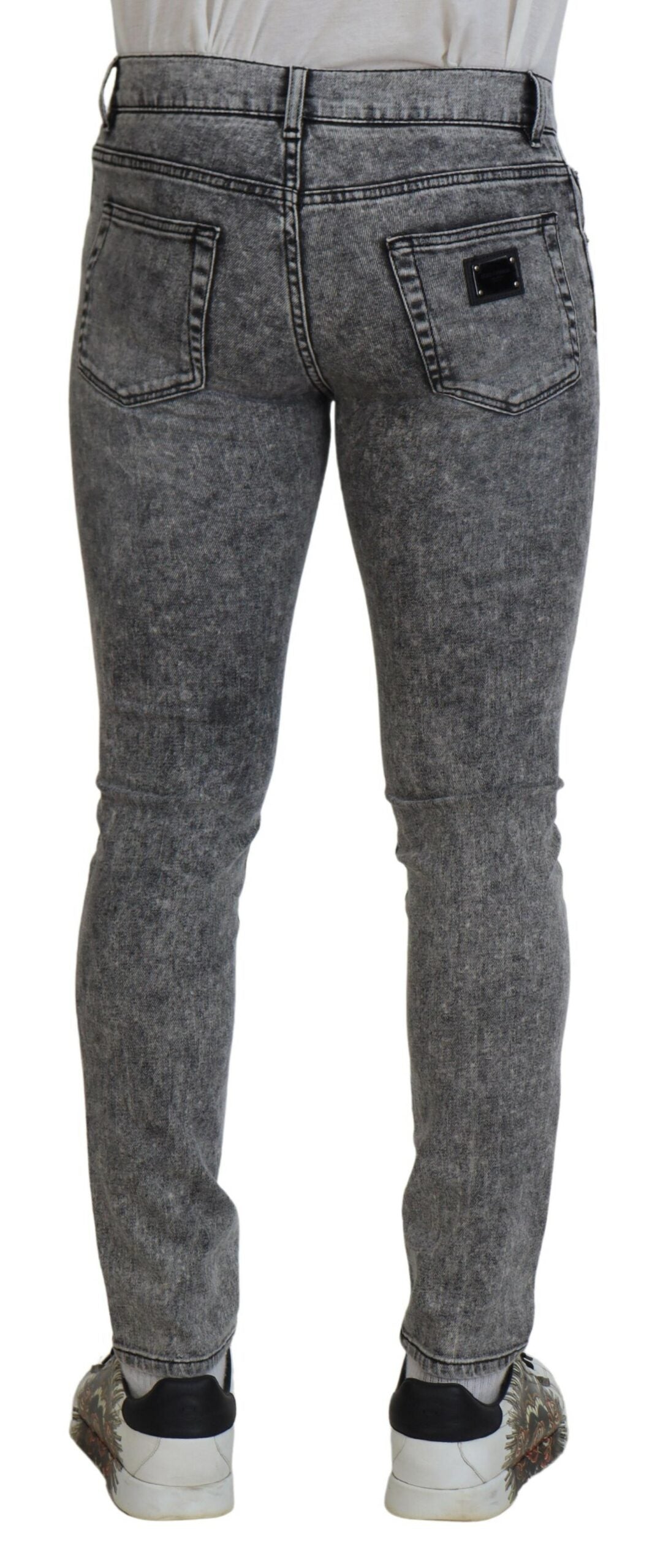 Мъжки дънки Slim Fit от сиво изпран памук