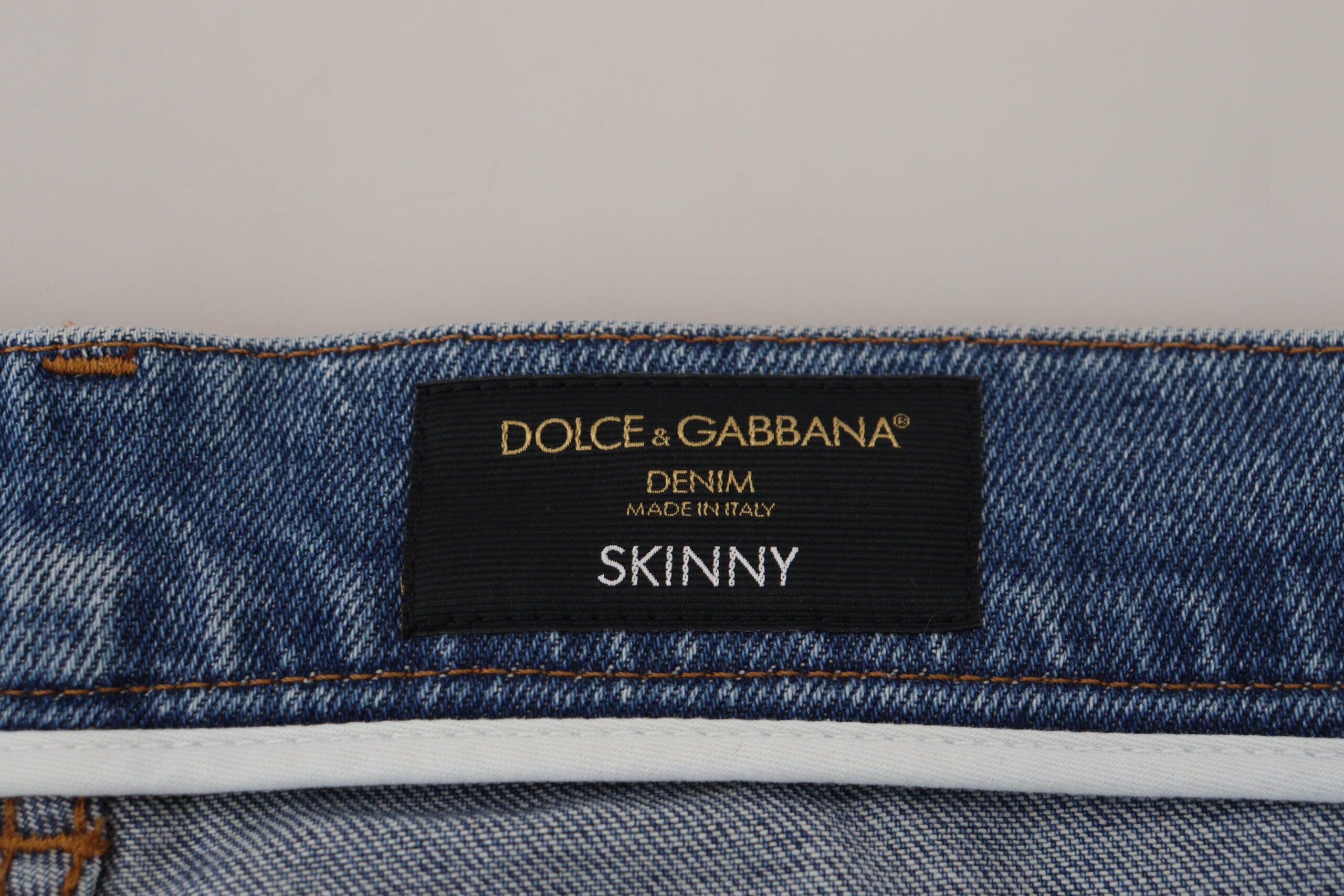 Blauwe gewassen skinny katoenen denim jeans