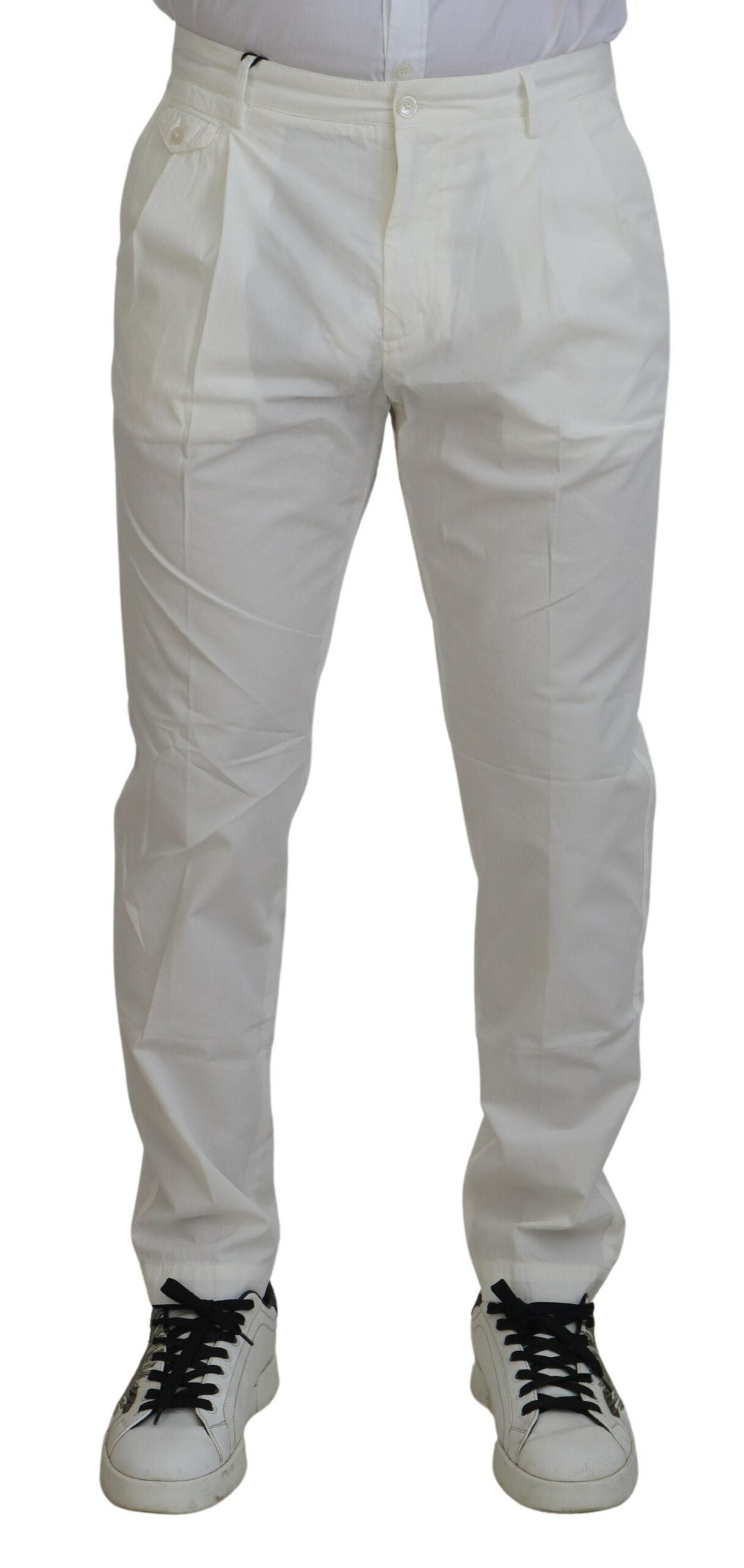 Witte katoenen skinny chinobroek