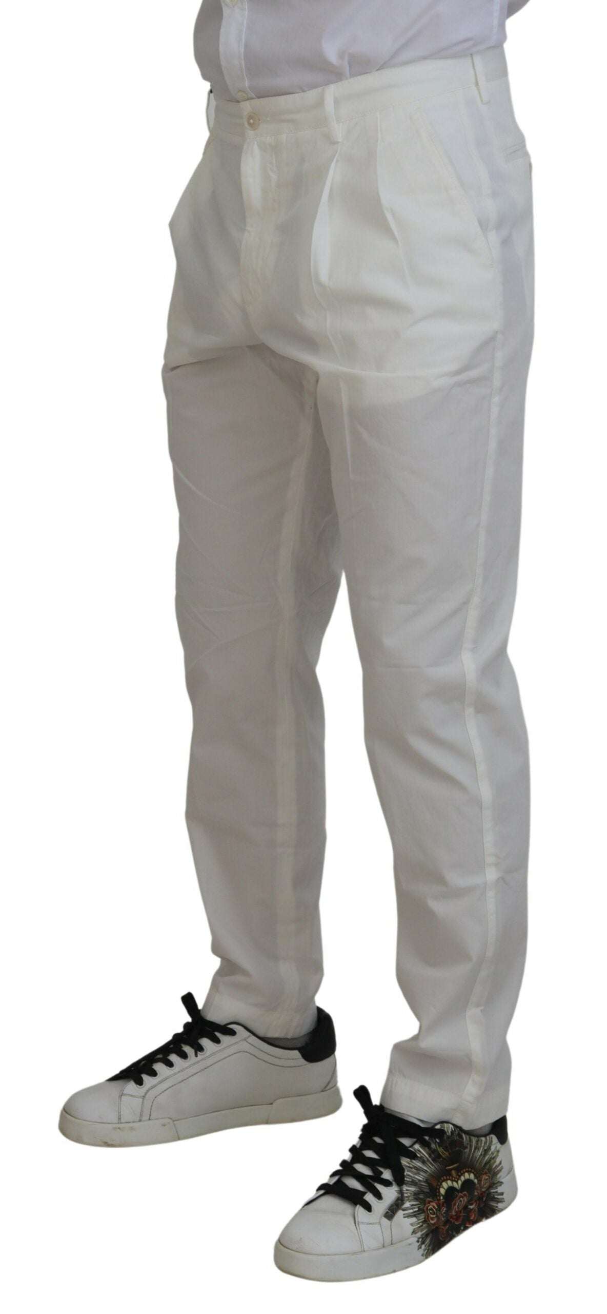 Witte katoenen skinny chinobroek