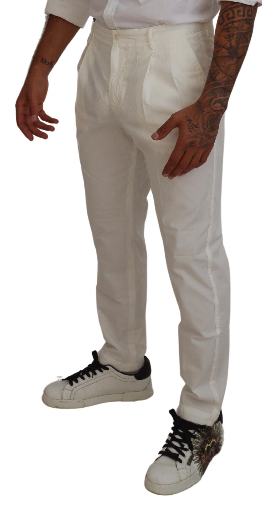 Witte katoenen skinny chinobroek