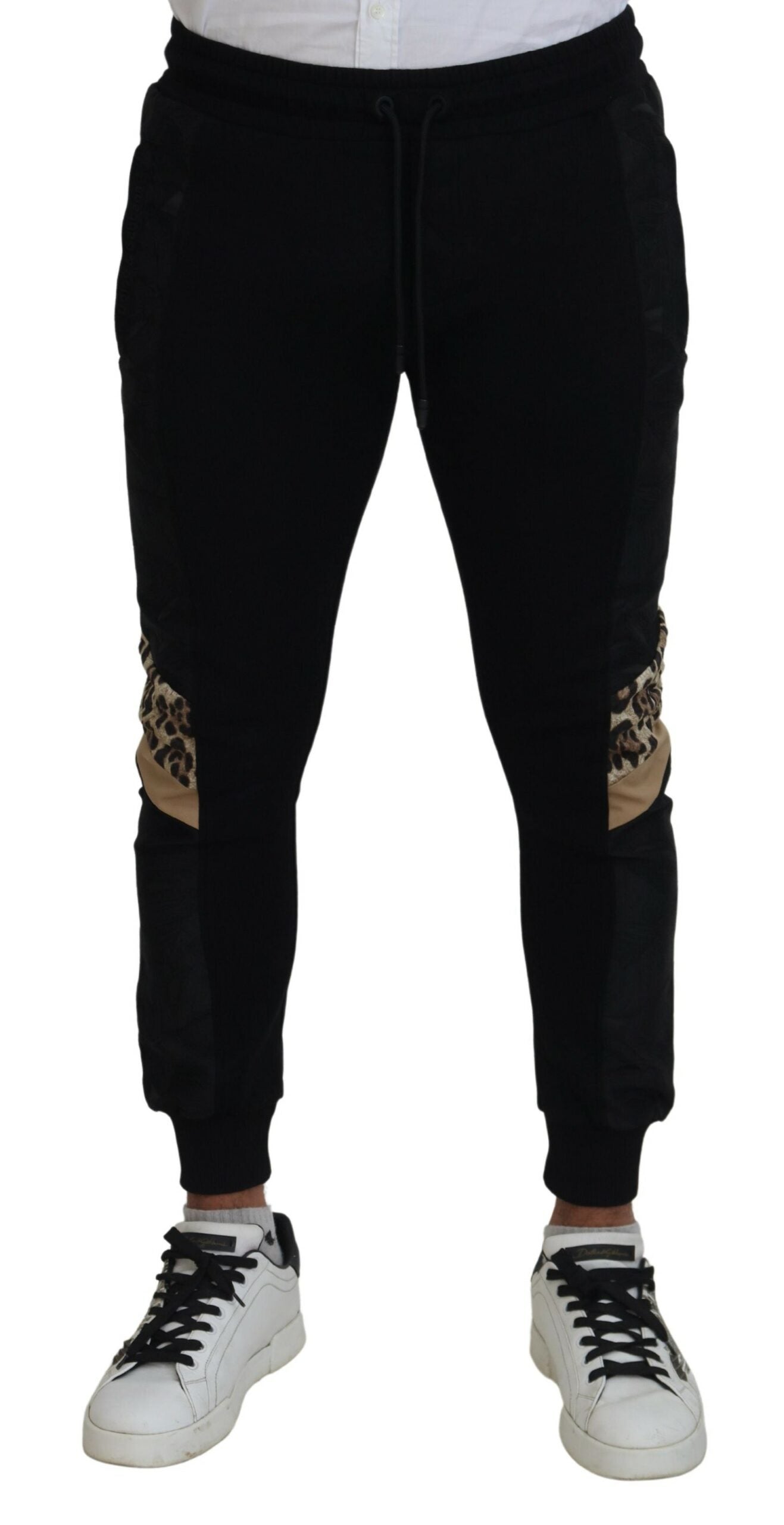Zwarte polyester skinny joggingbroek voor heren