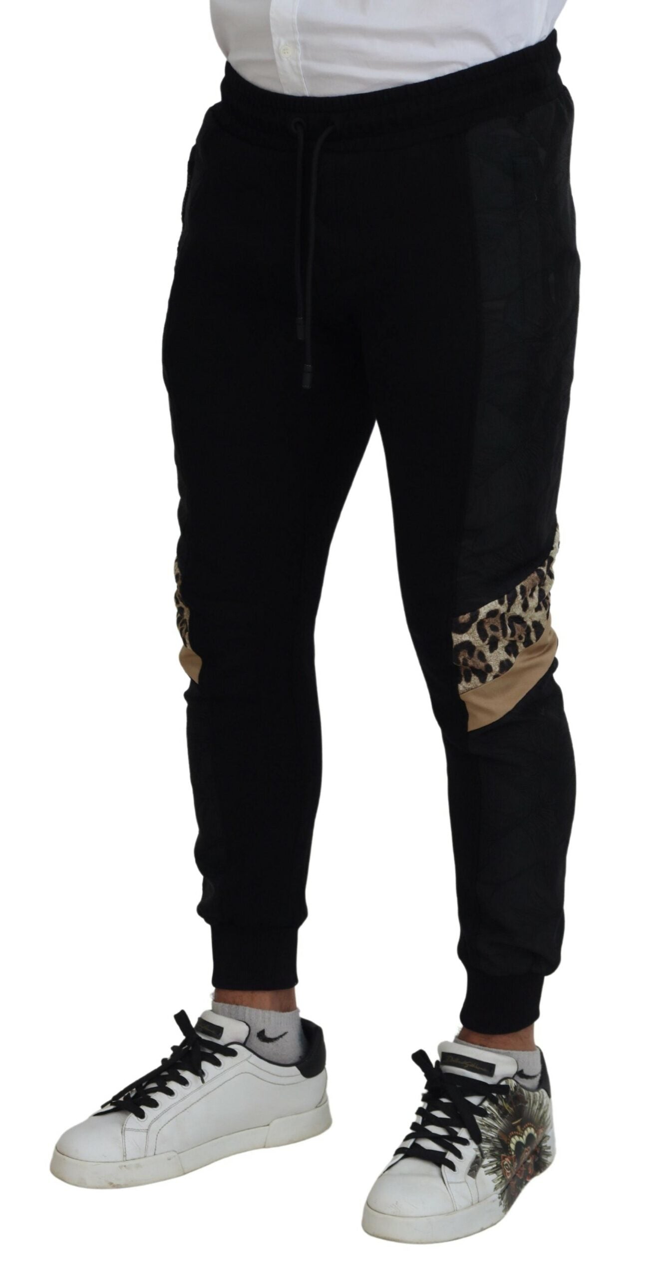Zwarte polyester skinny joggingbroek voor heren