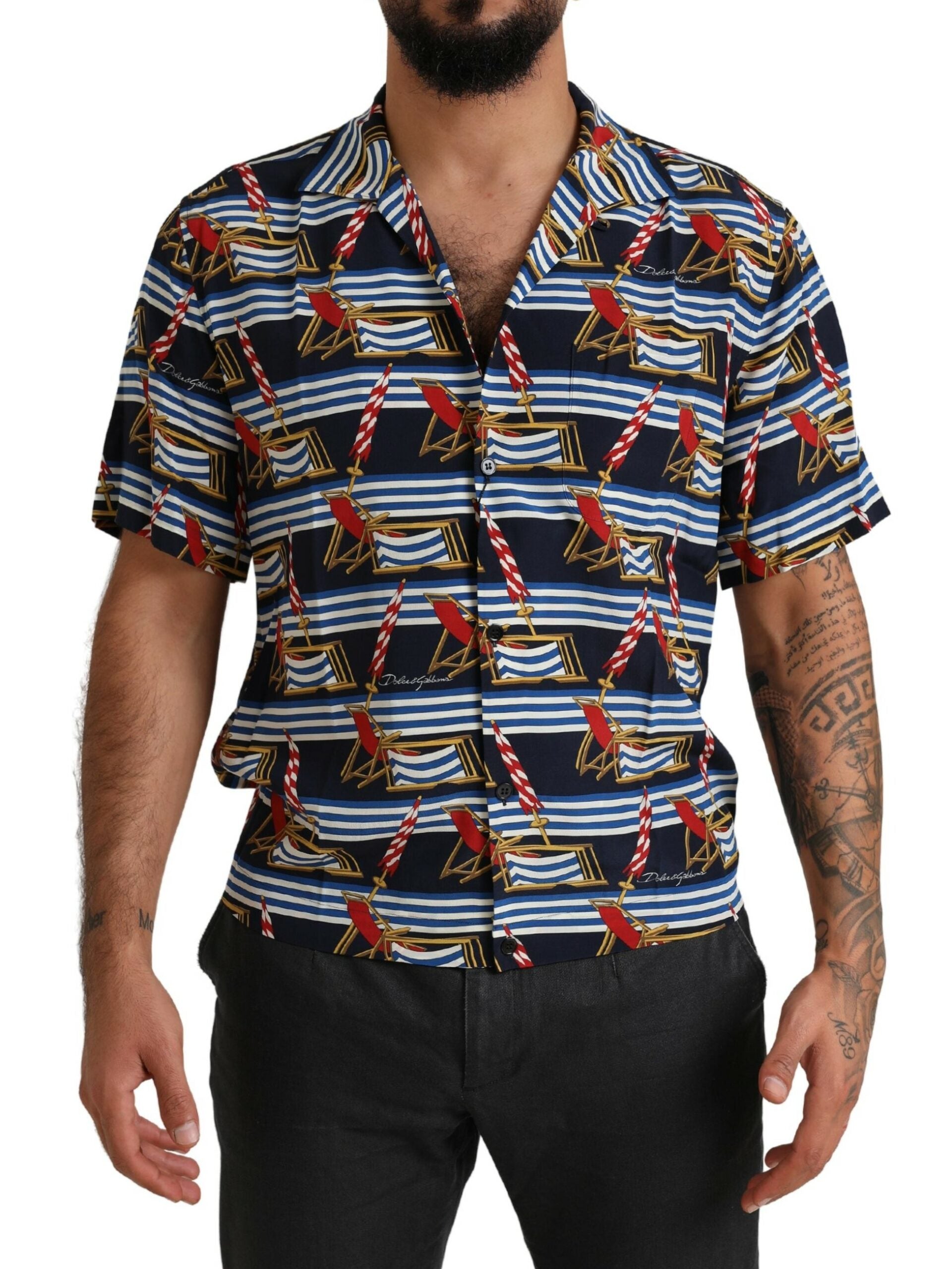 Multicolor strandstoel shirt met korte mouwen