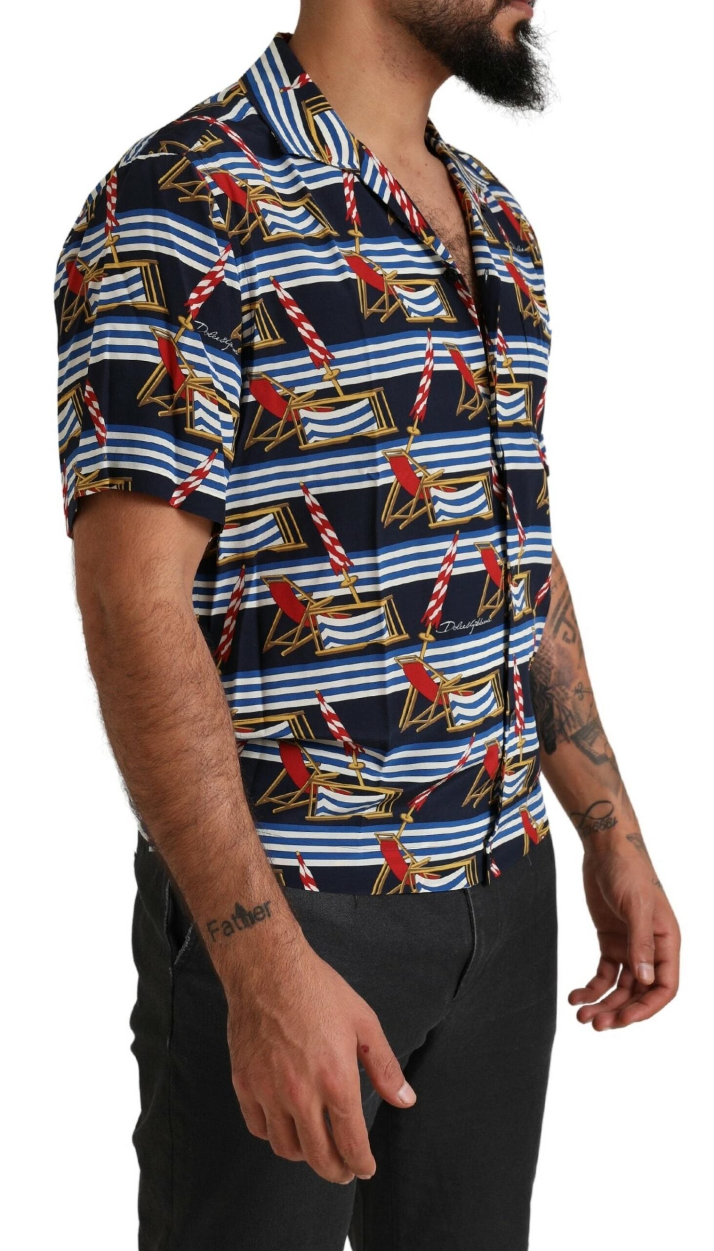 Multicolor strandstoel shirt met korte mouwen