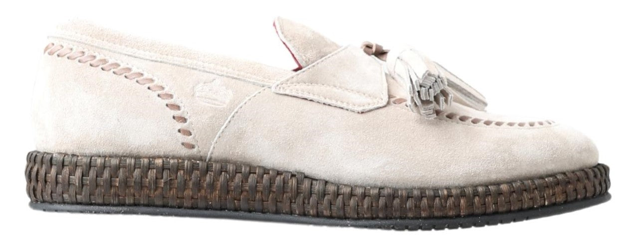 Ivoorkleurige suède heren espadrille schoenen