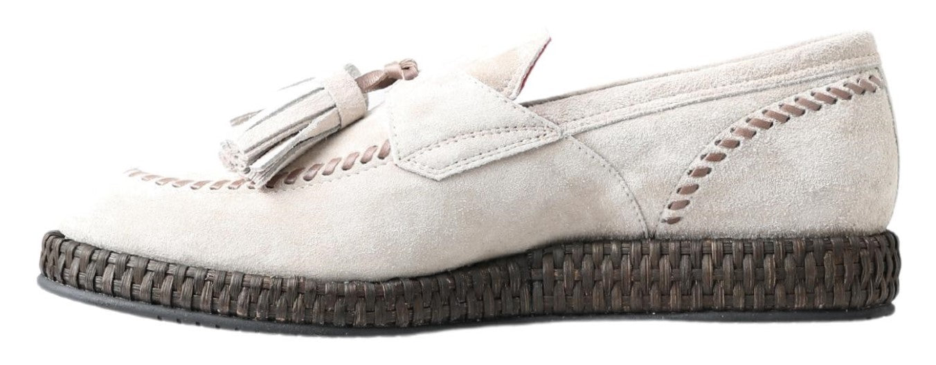 Ivoorkleurige suède heren espadrille schoenen