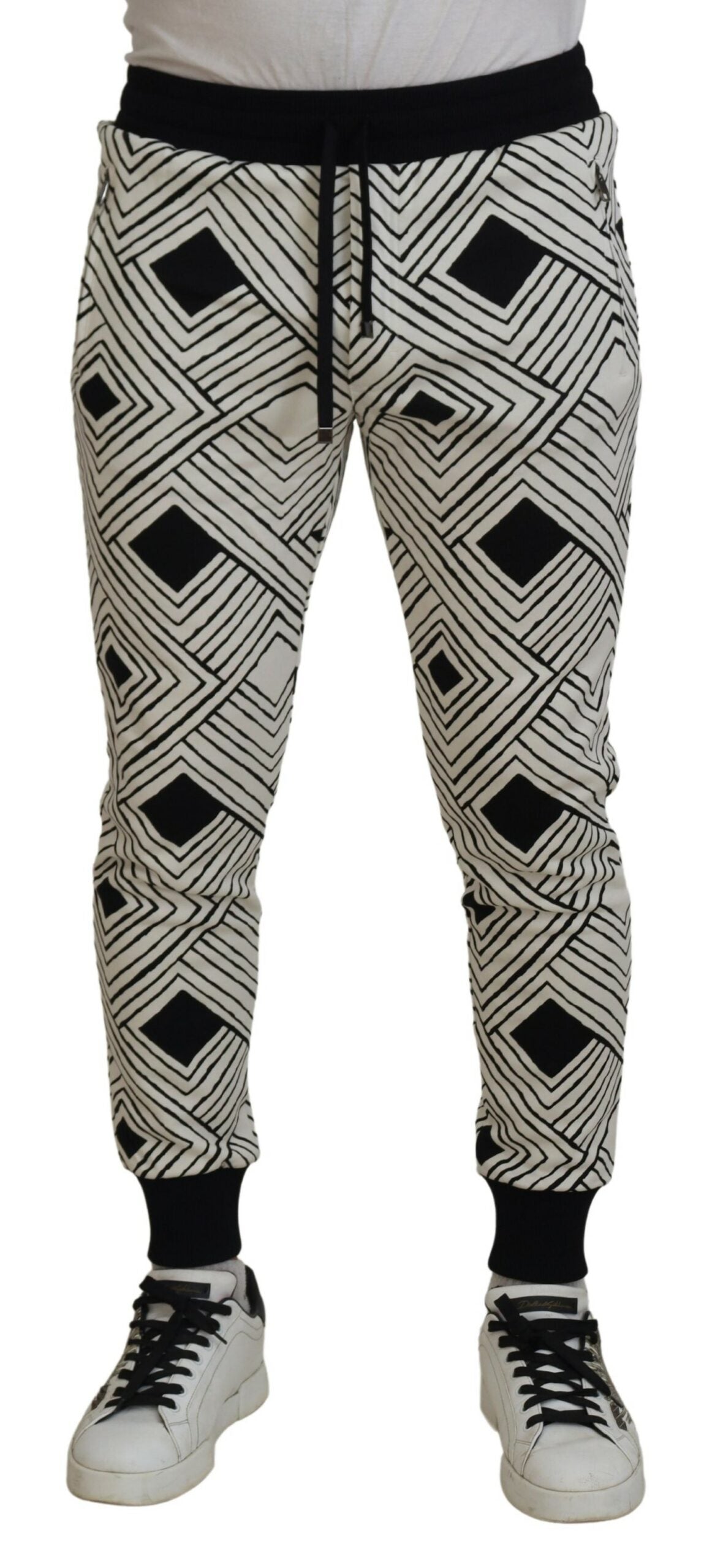Zwarte witte katoenen broek sportbroek