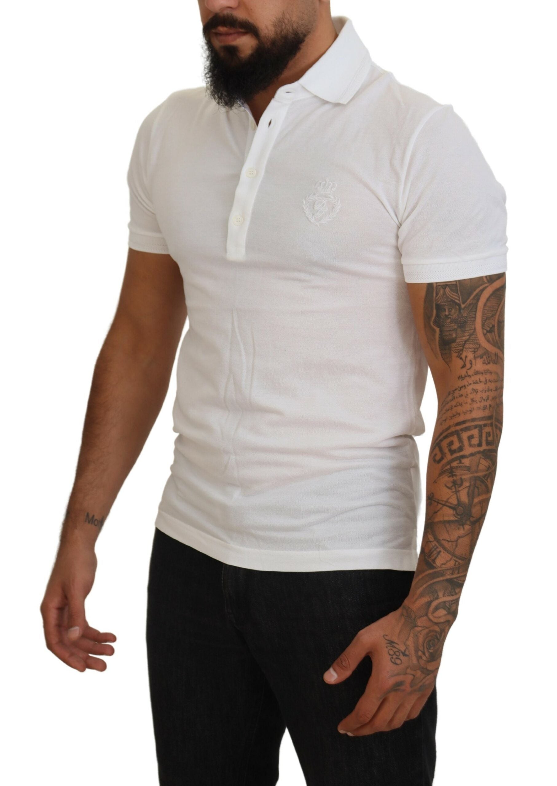 Wit katoenen poloshirt met korte mouwen en logo