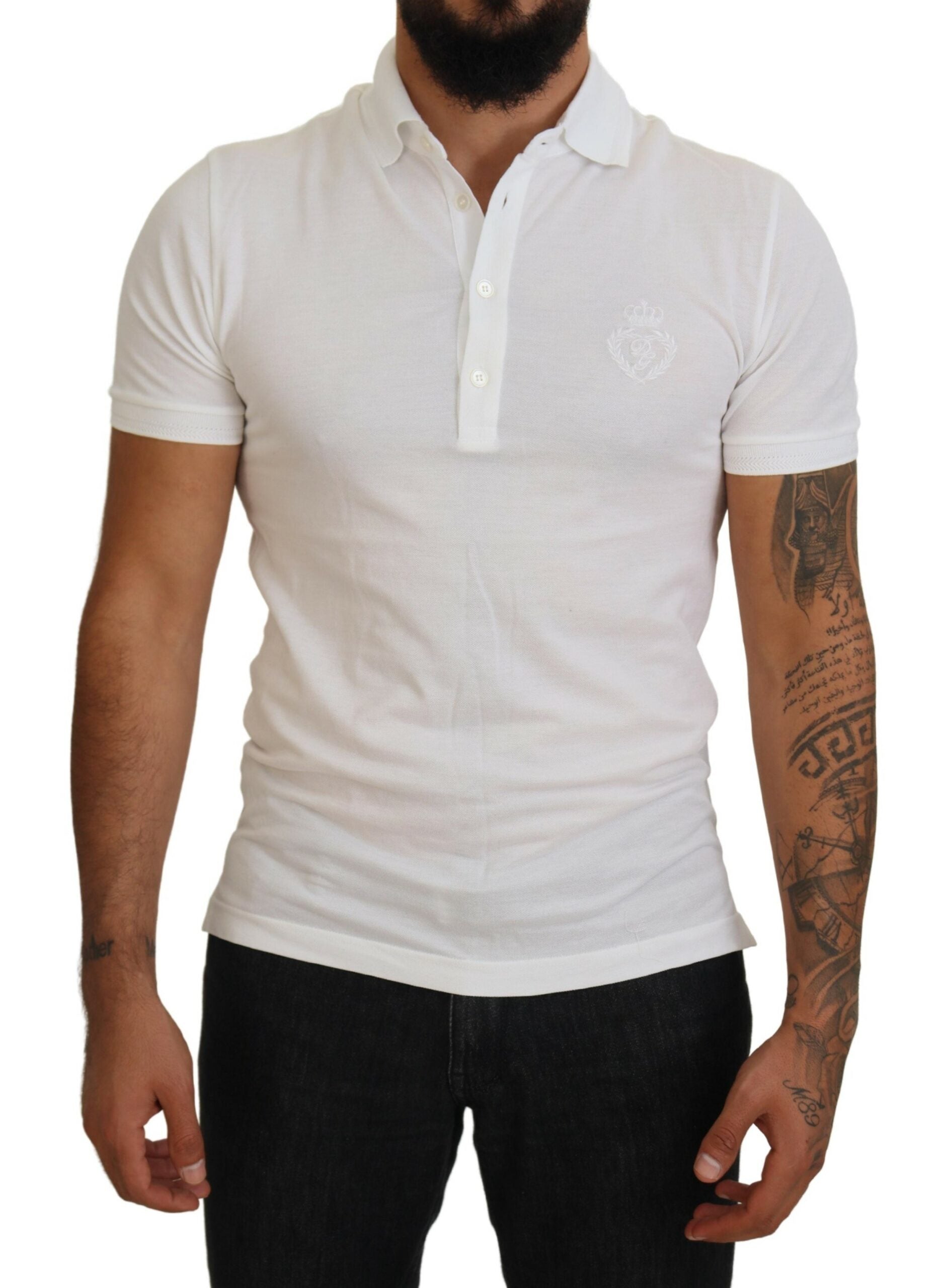 Wit katoenen poloshirt met korte mouwen en logo