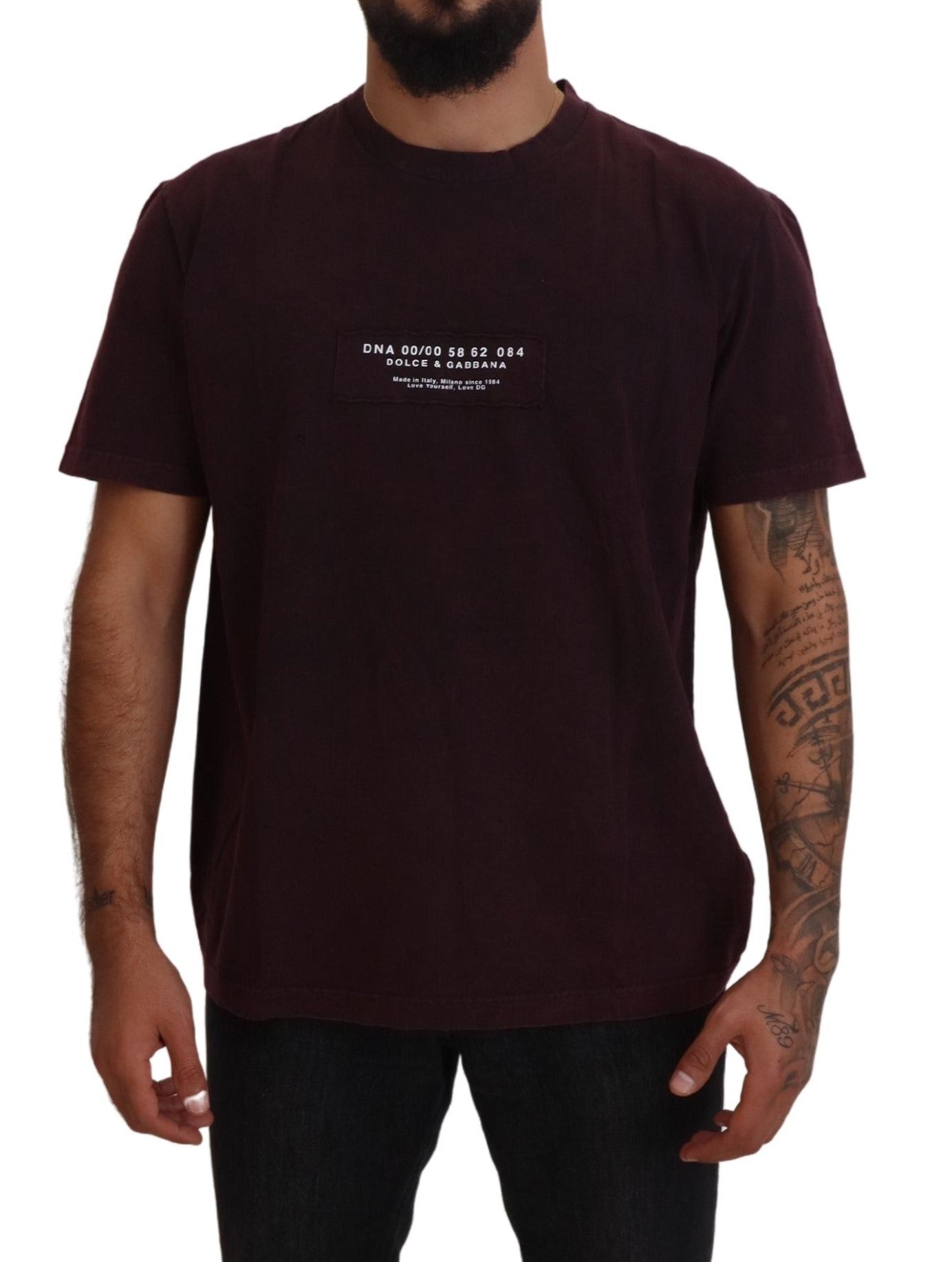 Bordeaux ronde hals T-shirt met korte mouwen